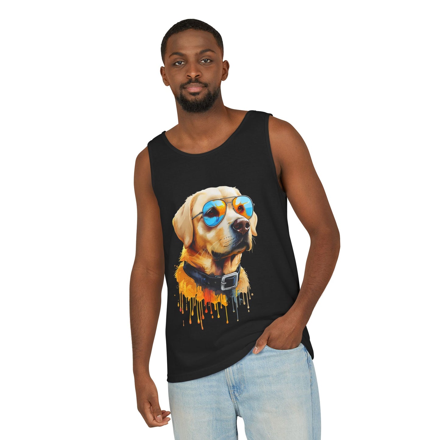 Colorful Labrador Retriever Art Tank Top - Summer Dog Lover Graphic Tee - Unisex Cotton Sleeveless Shirt