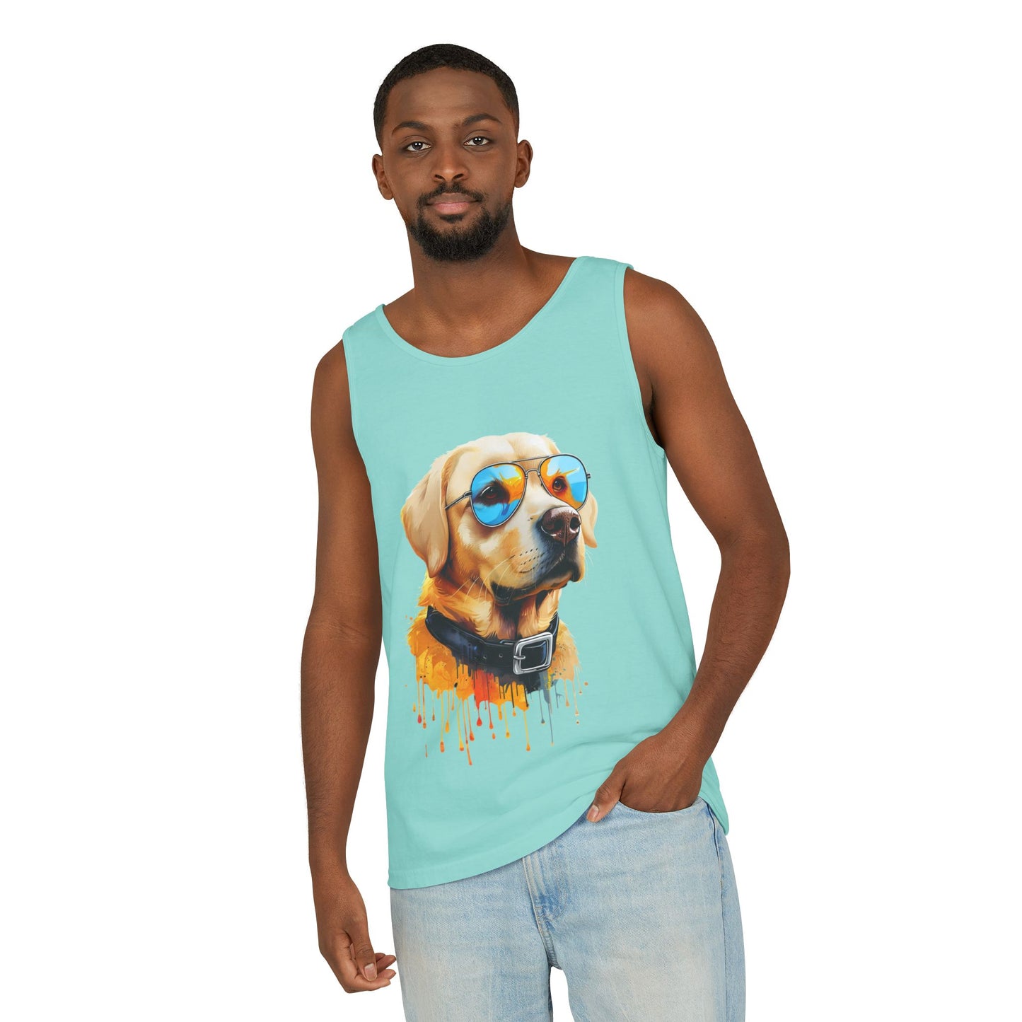 Colorful Labrador Retriever Art Tank Top - Summer Dog Lover Graphic Tee - Unisex Cotton Sleeveless Shirt