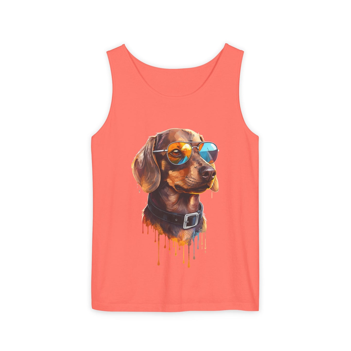 Colorful Dachshund Art Tank Top - Summer Dog Lover Graphic Tee - Unisex Cotton Sleeveless Shirt