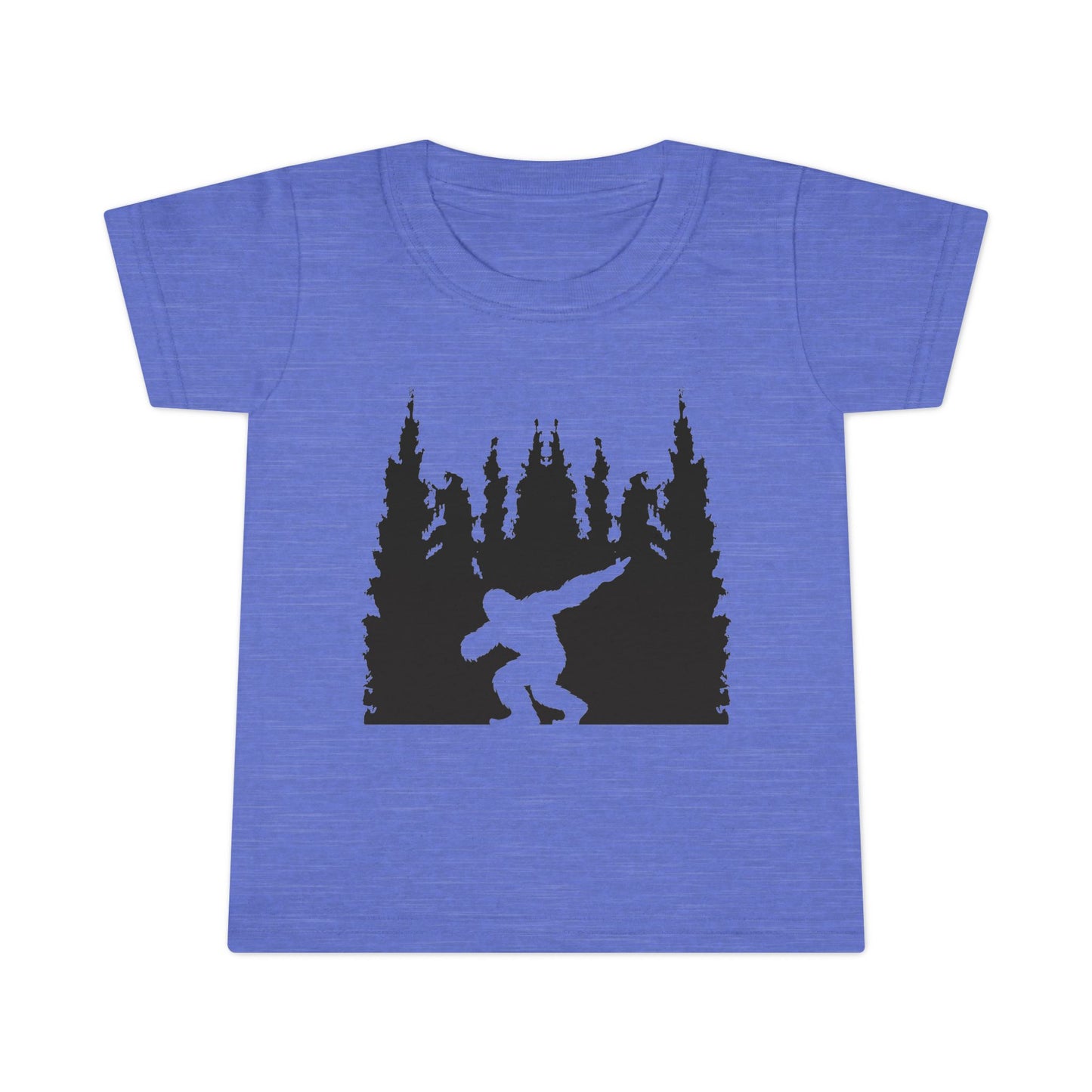 Toddler Bigfoot Adventure T-Shirt | Kids Sasquatch Forest Silhouette Tee | Outdoor Wilderness Shirt | Unisex Children's Cryptid Graphic Tee