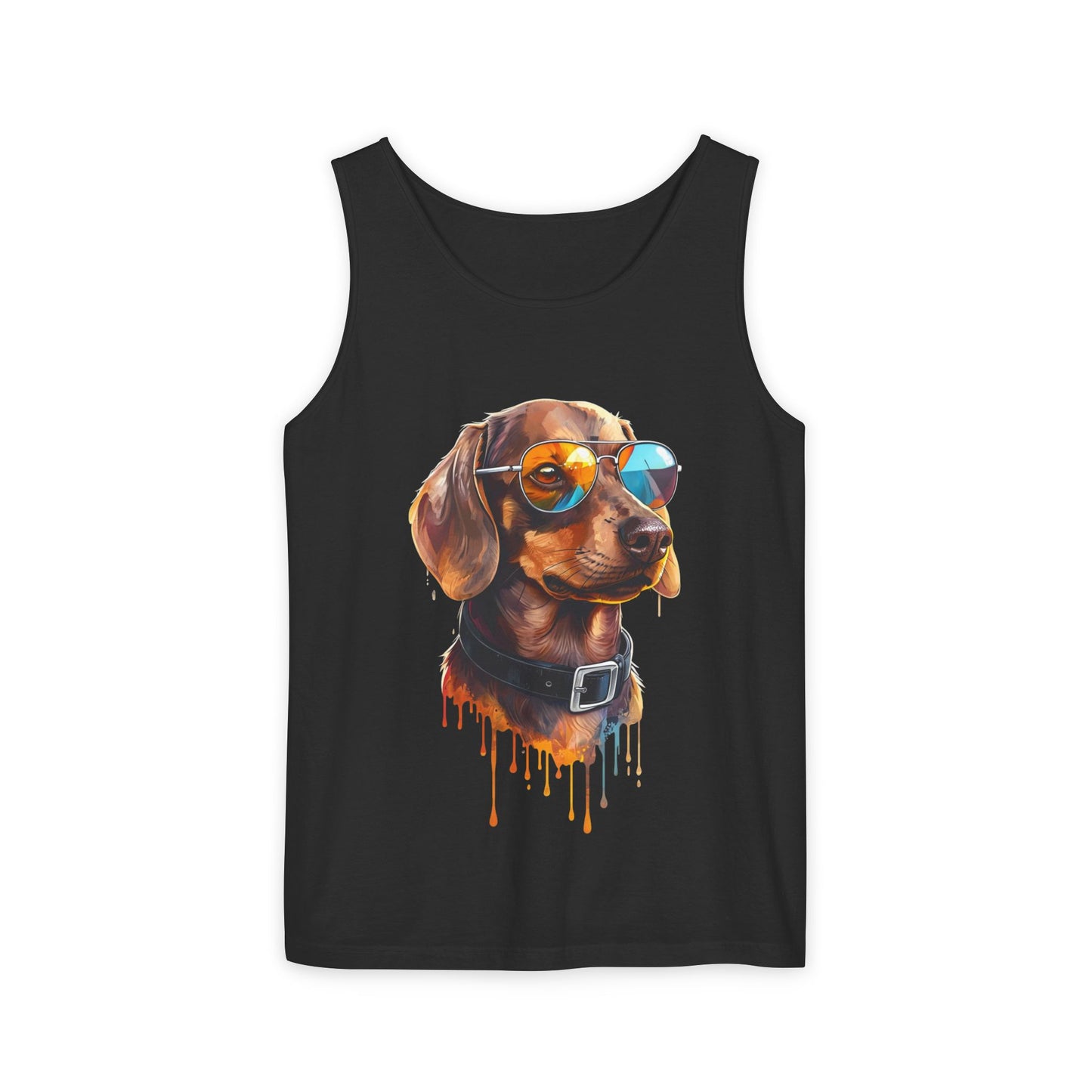 Colorful Dachshund Art Tank Top - Summer Dog Lover Graphic Tee - Unisex Cotton Sleeveless Shirt