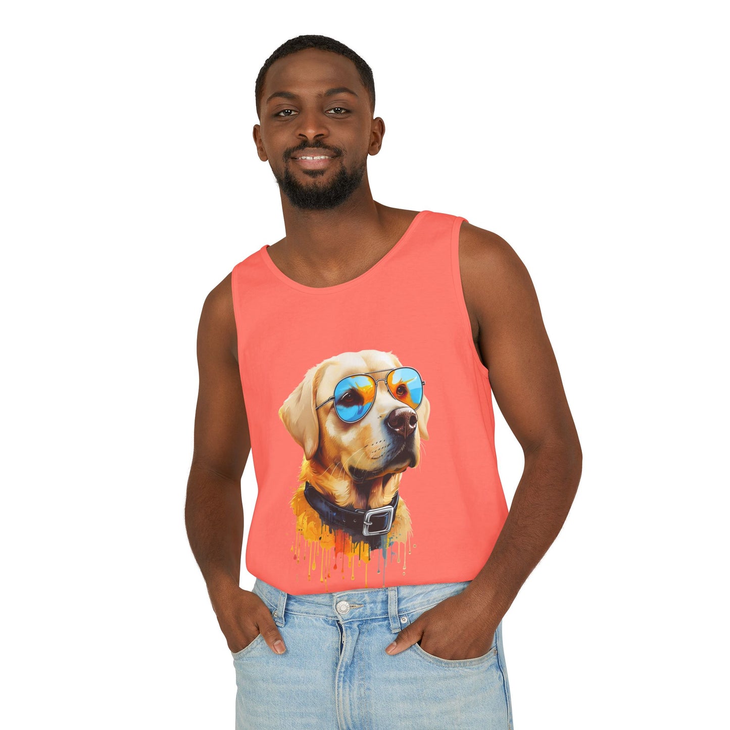 Colorful Labrador Retriever Art Tank Top - Summer Dog Lover Graphic Tee - Unisex Cotton Sleeveless Shirt