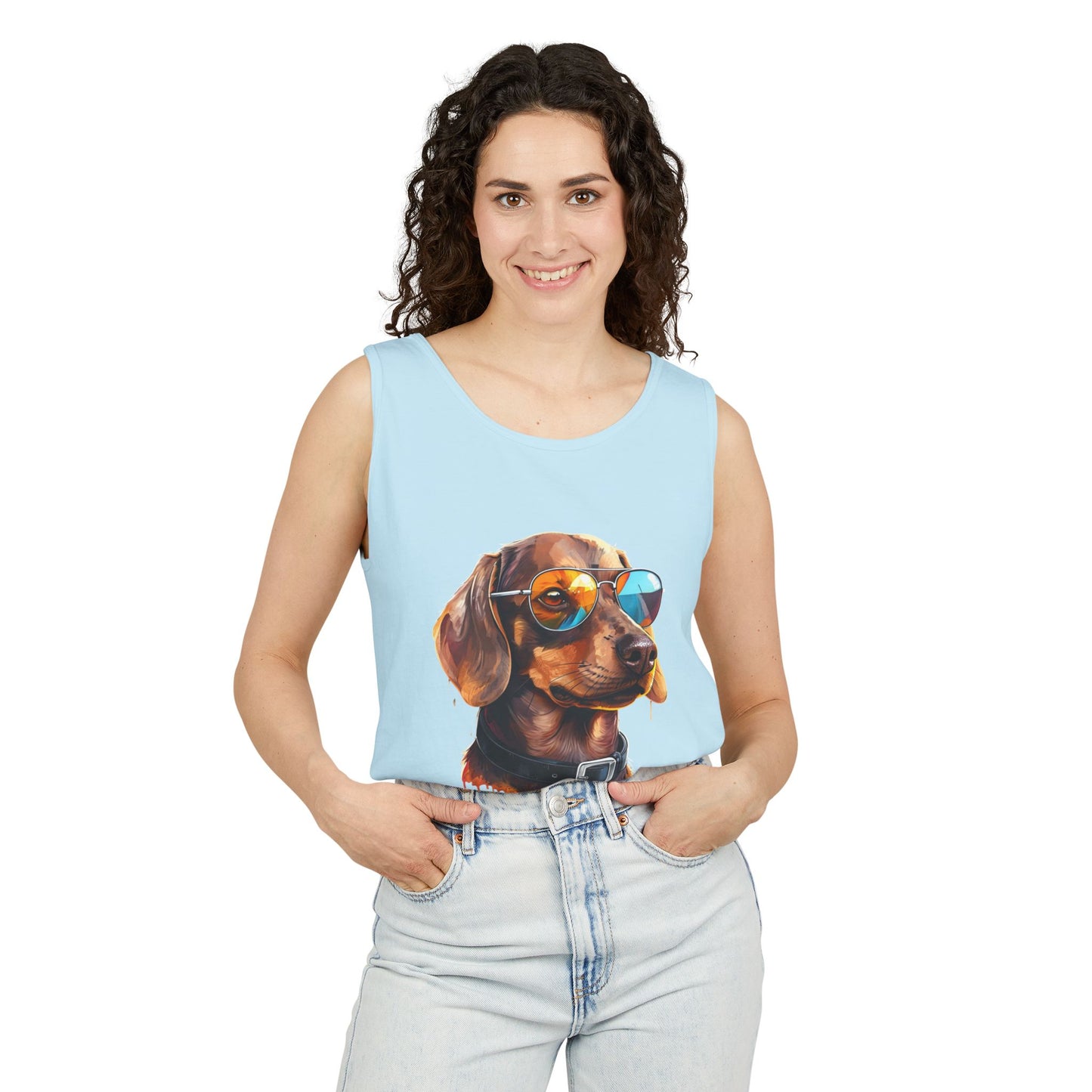 Colorful Dachshund Art Tank Top - Summer Dog Lover Graphic Tee - Unisex Cotton Sleeveless Shirt