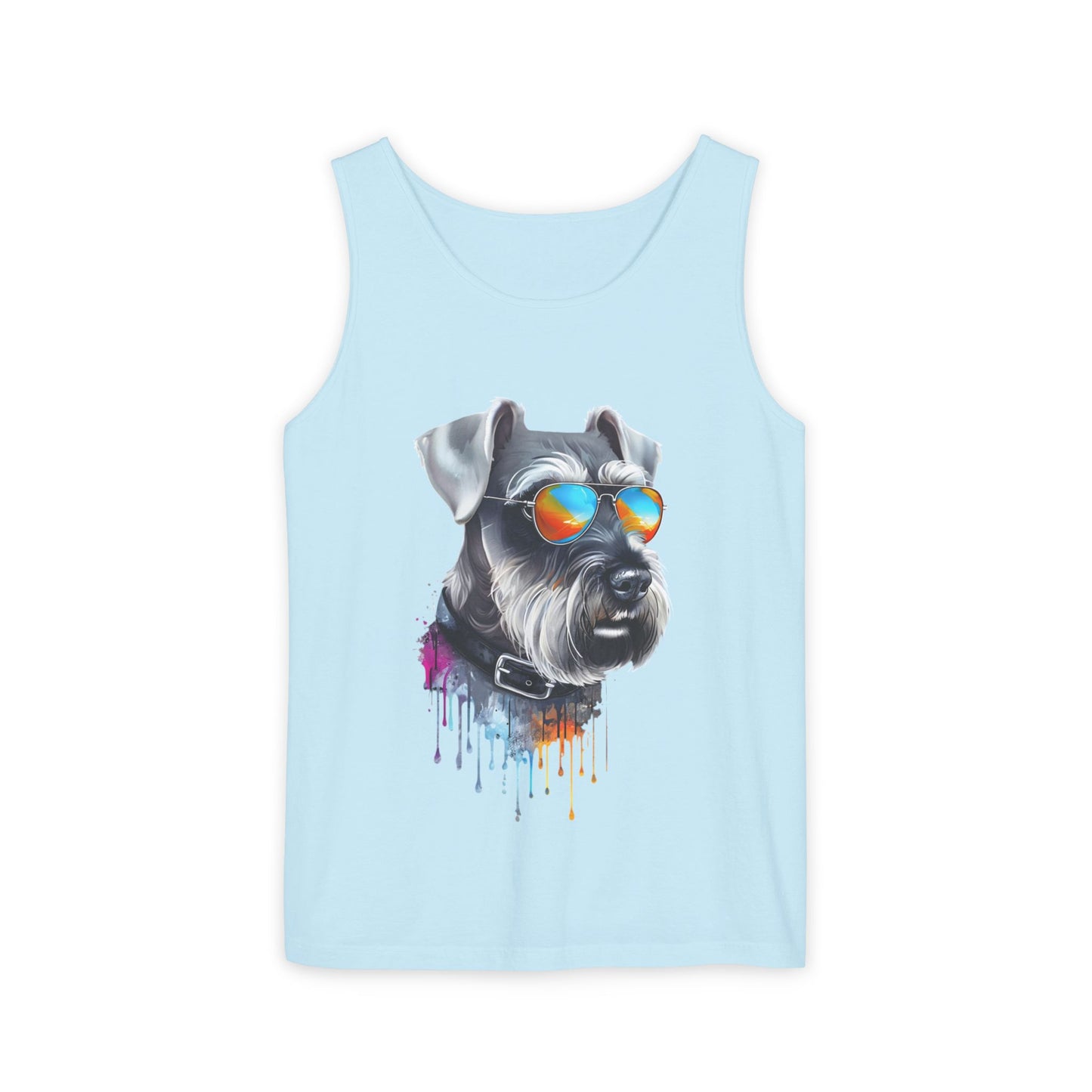 Colorful Schnauzer Art Tank Top - Summer Dog Lover Graphic Tee - Unisex Cotton Sleeveless Shirt