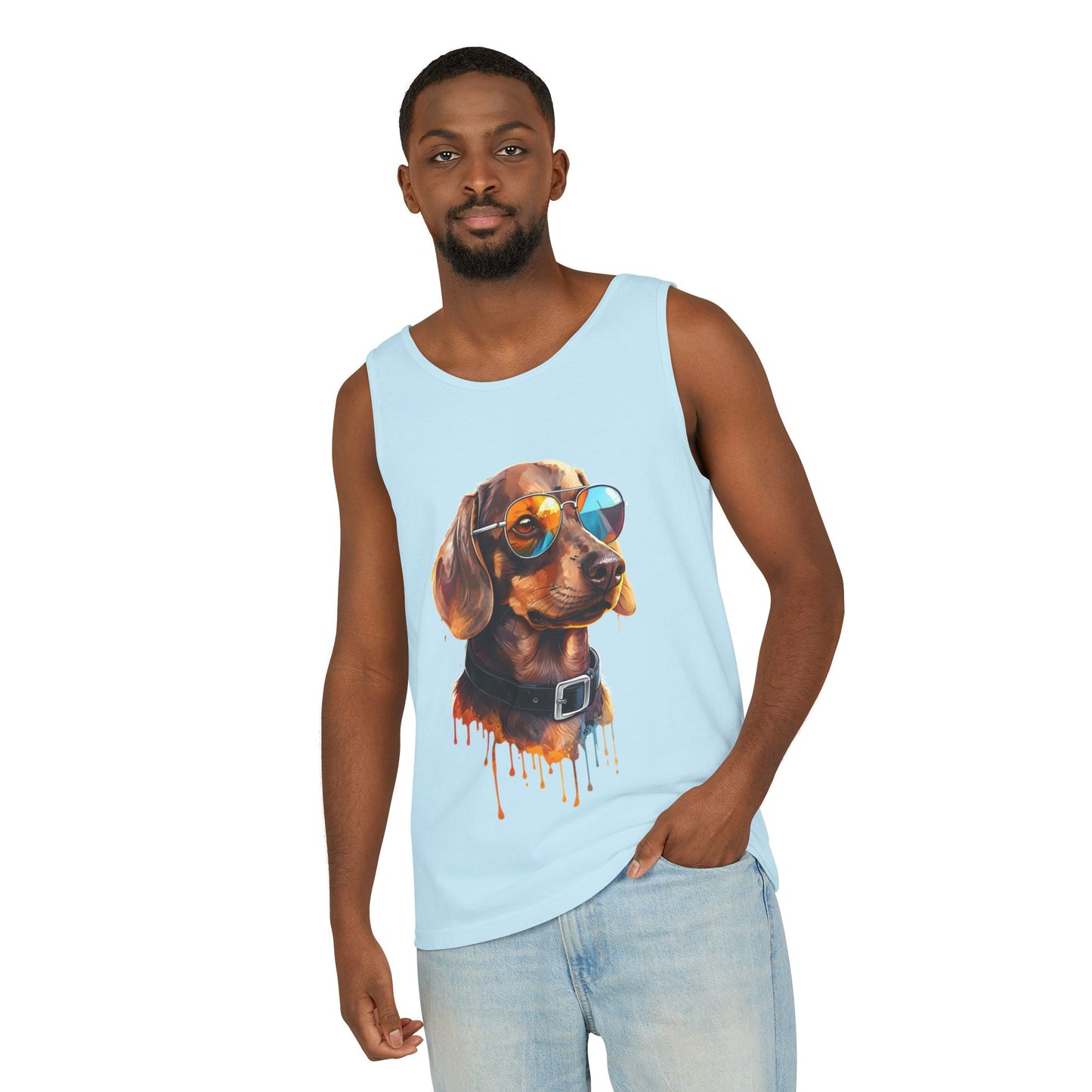 Colorful Dachshund Art Tank Top - Summer Dog Lover Graphic Tee - Unisex Cotton Sleeveless Shirt