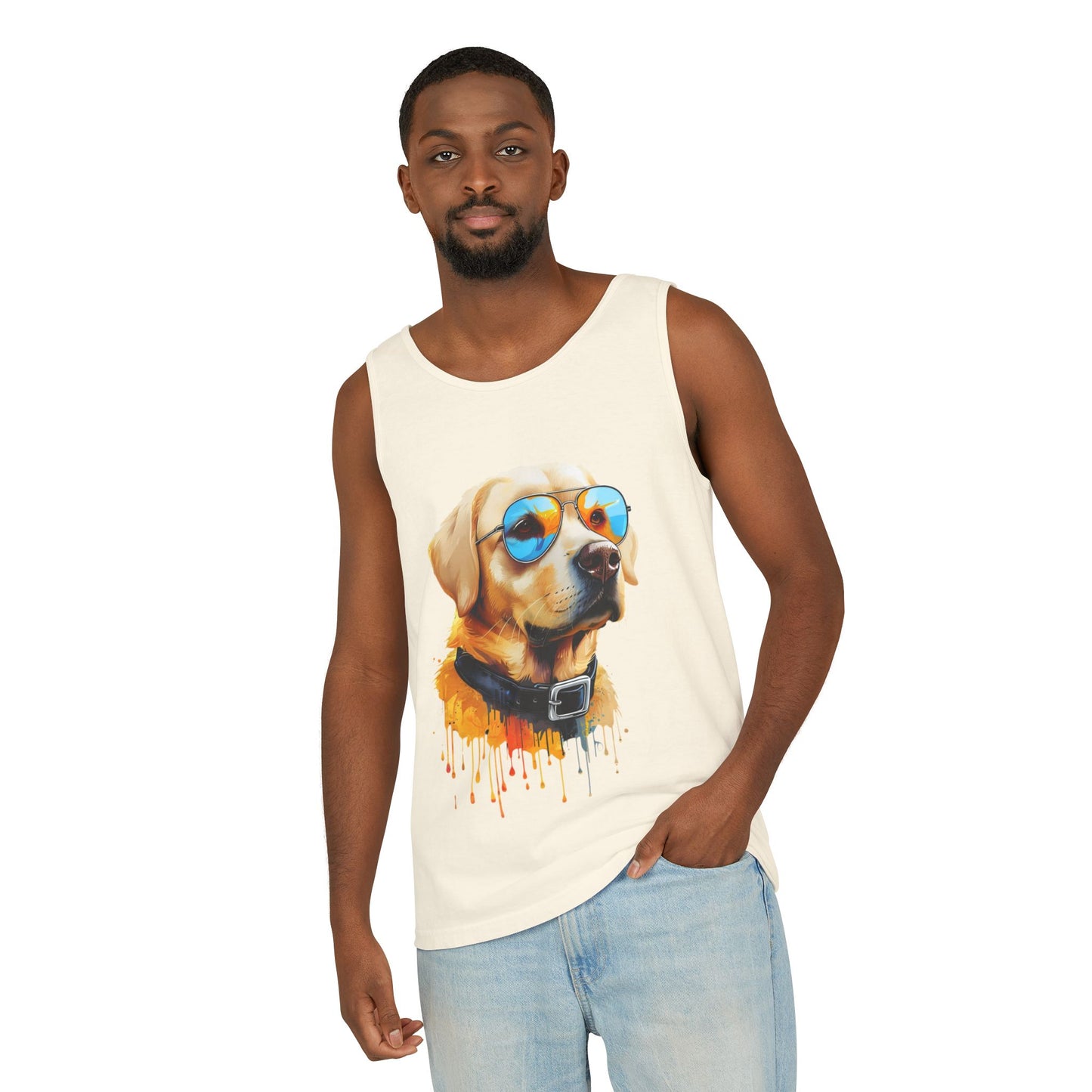 Colorful Labrador Retriever Art Tank Top - Summer Dog Lover Graphic Tee - Unisex Cotton Sleeveless Shirt