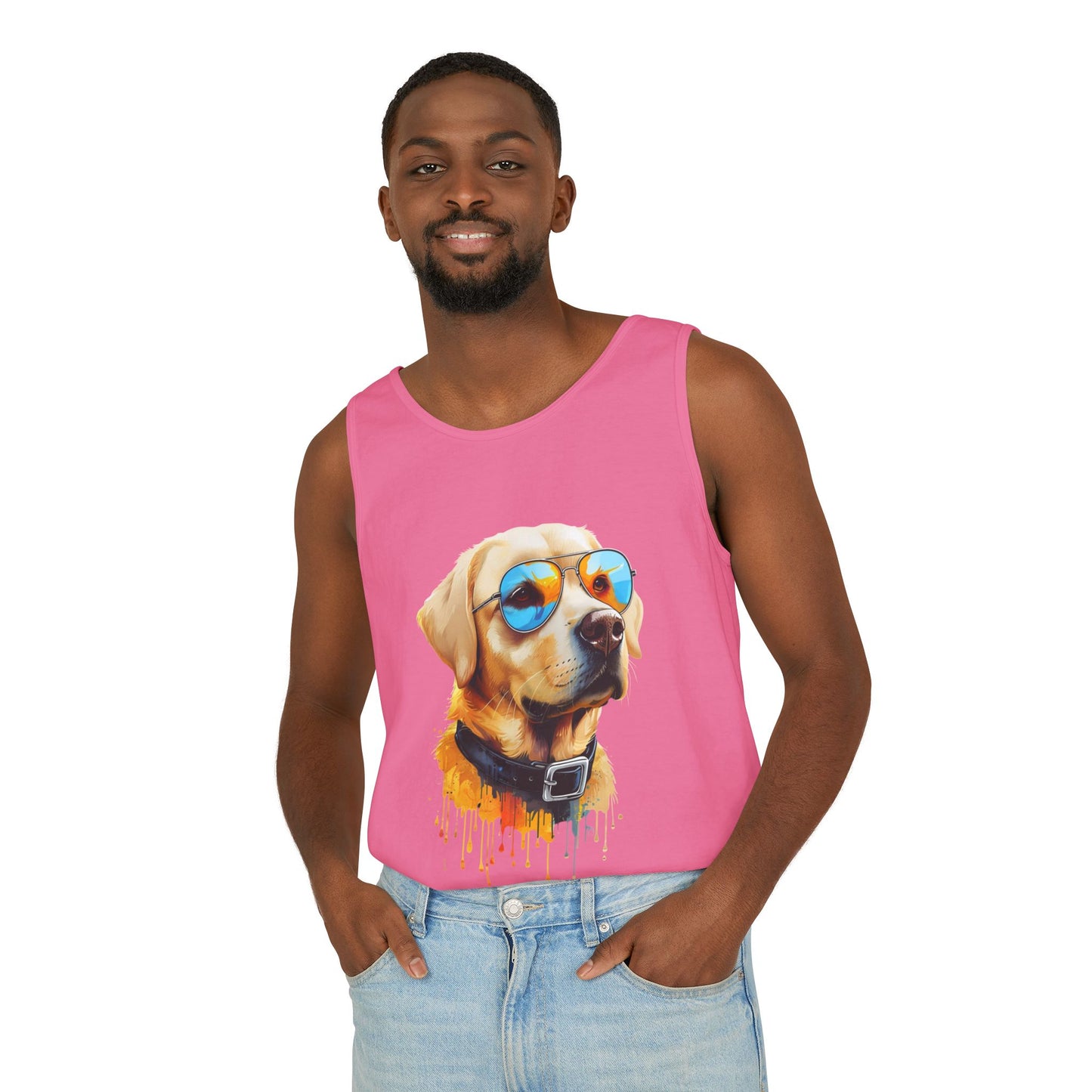 Colorful Labrador Retriever Art Tank Top - Summer Dog Lover Graphic Tee - Unisex Cotton Sleeveless Shirt