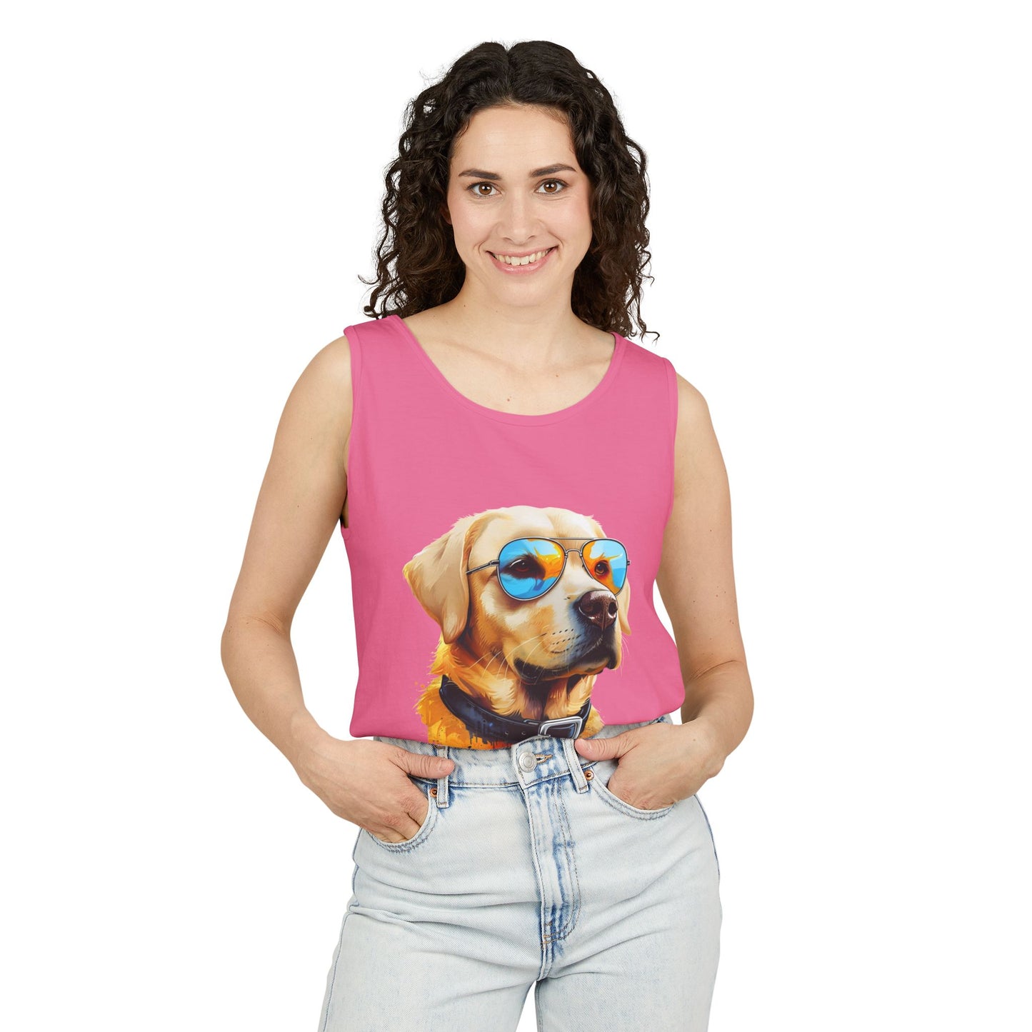 Colorful Labrador Retriever Art Tank Top - Summer Dog Lover Graphic Tee - Unisex Cotton Sleeveless Shirt
