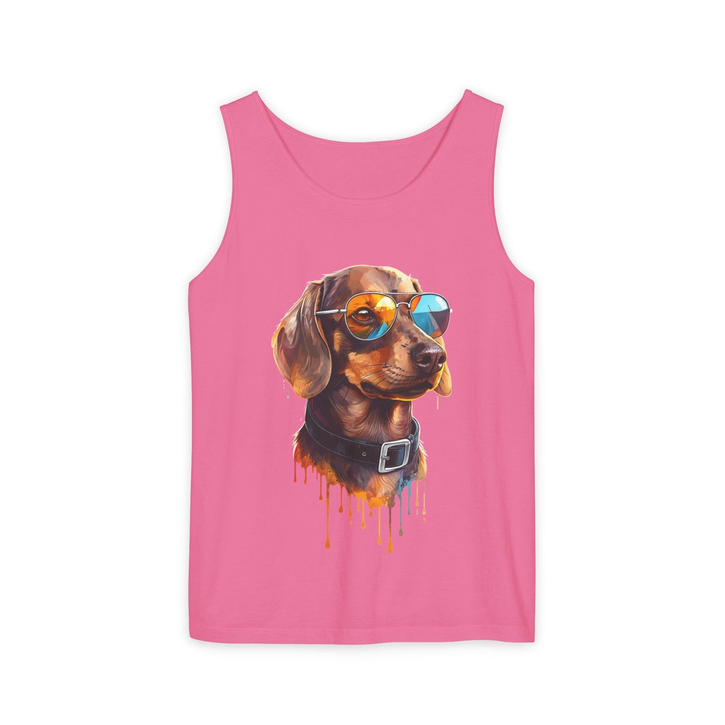 Colorful Dachshund Art Tank Top - Summer Dog Lover Graphic Tee - Unisex Cotton Sleeveless Shirt