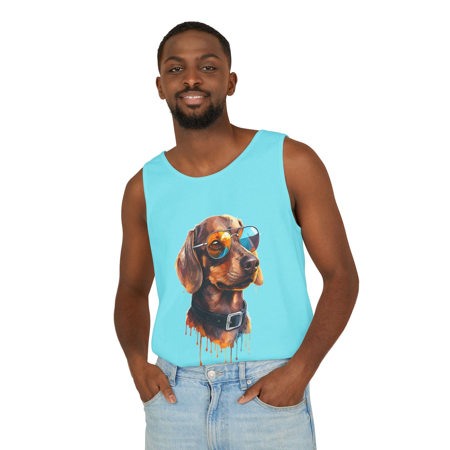 Colorful Dachshund Art Tank Top - Summer Dog Lover Graphic Tee - Unisex Cotton Sleeveless Shirt