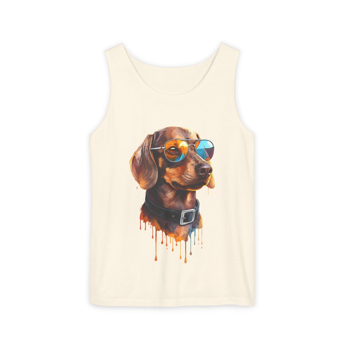 Colorful Dachshund Art Tank Top - Summer Dog Lover Graphic Tee - Unisex Cotton Sleeveless Shirt