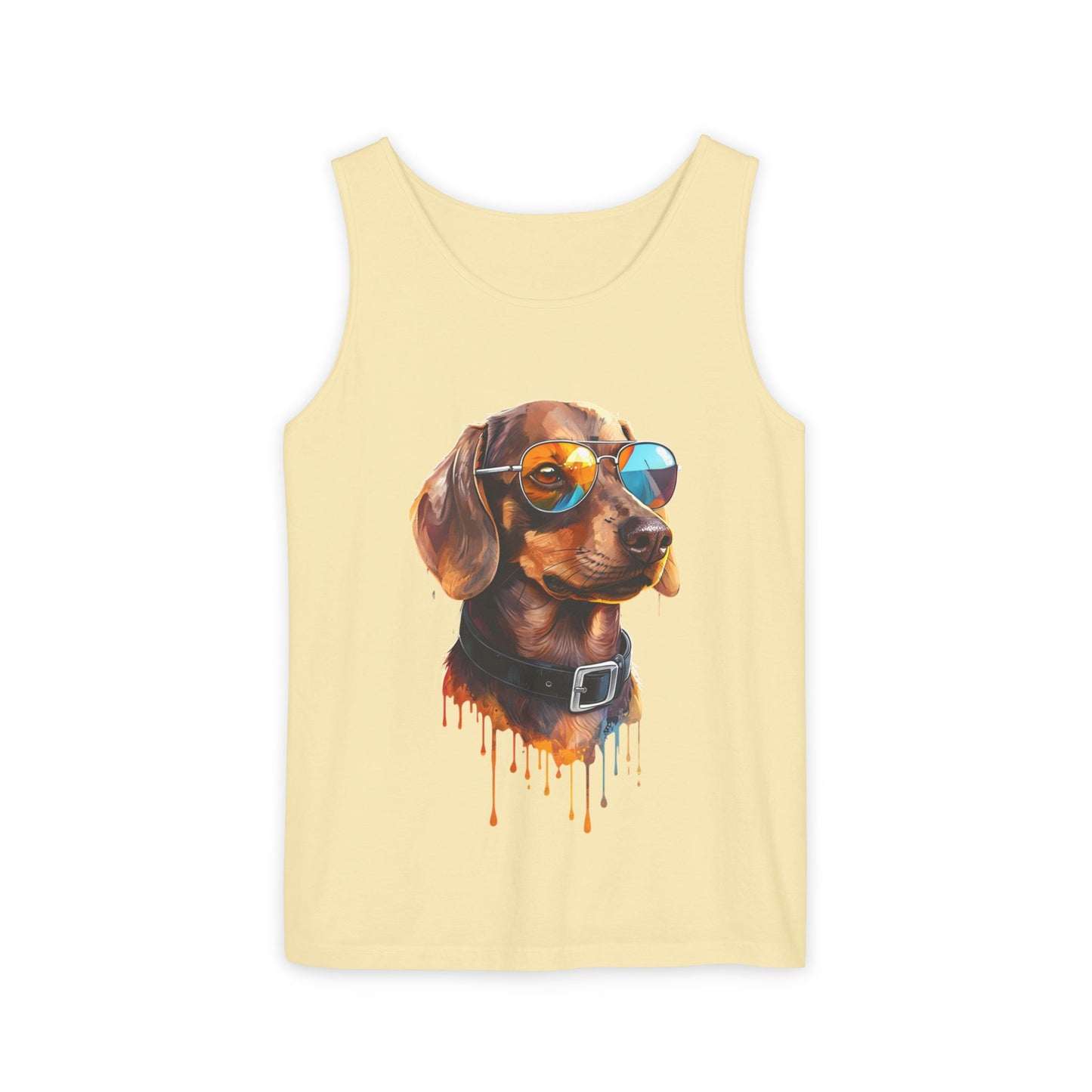 Colorful Dachshund Art Tank Top - Summer Dog Lover Graphic Tee - Unisex Cotton Sleeveless Shirt