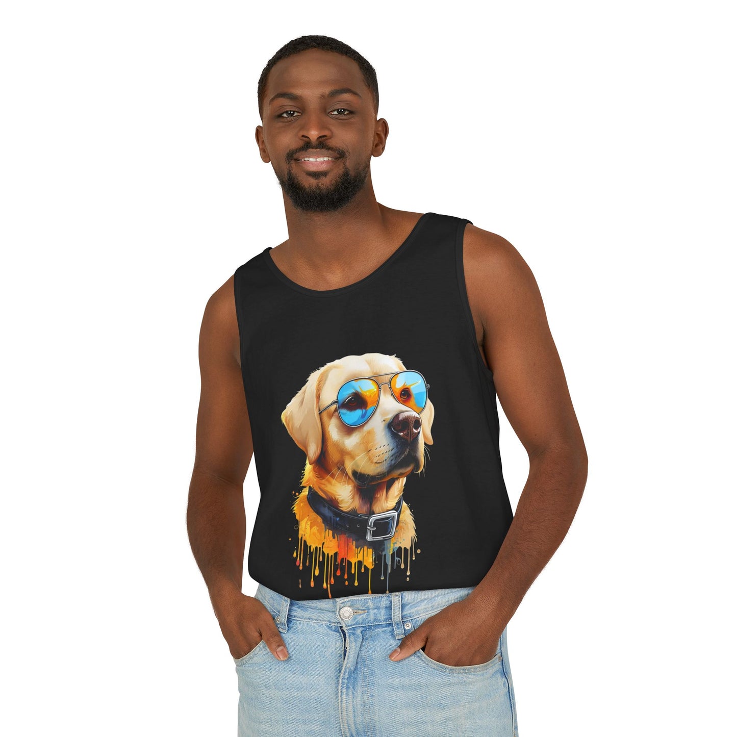 Colorful Labrador Retriever Art Tank Top - Summer Dog Lover Graphic Tee - Unisex Cotton Sleeveless Shirt