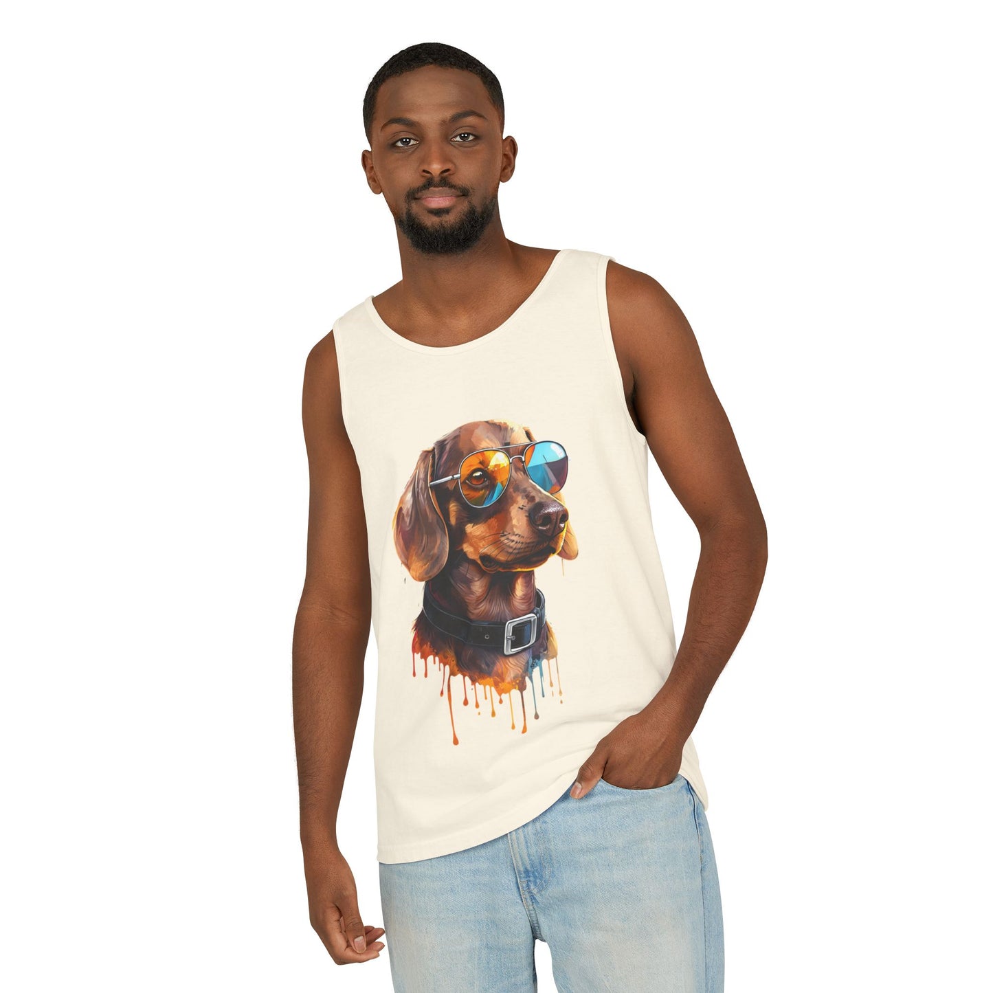 Colorful Dachshund Art Tank Top - Summer Dog Lover Graphic Tee - Unisex Cotton Sleeveless Shirt