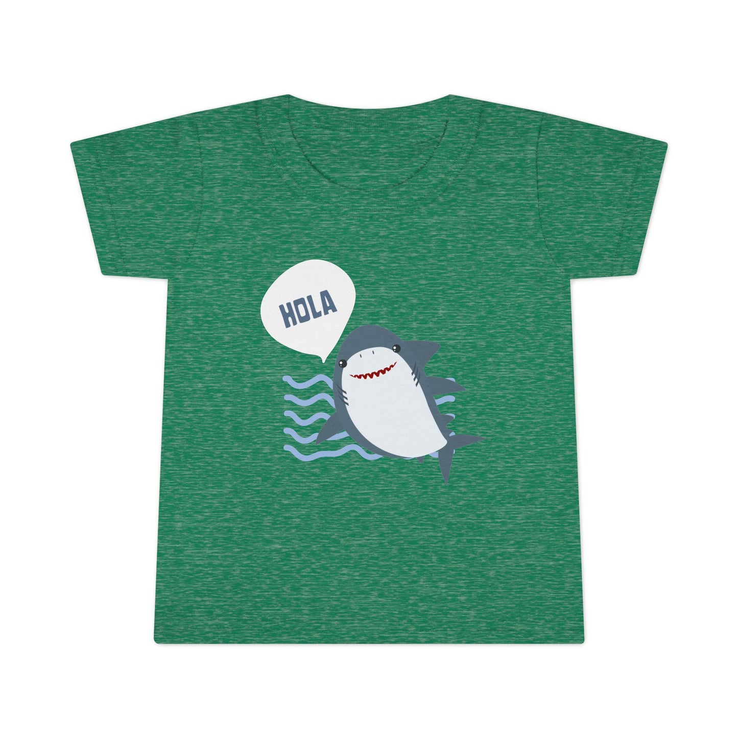 Friendly Shark HOLA - Toddler Fun Spanish Greeting Tee