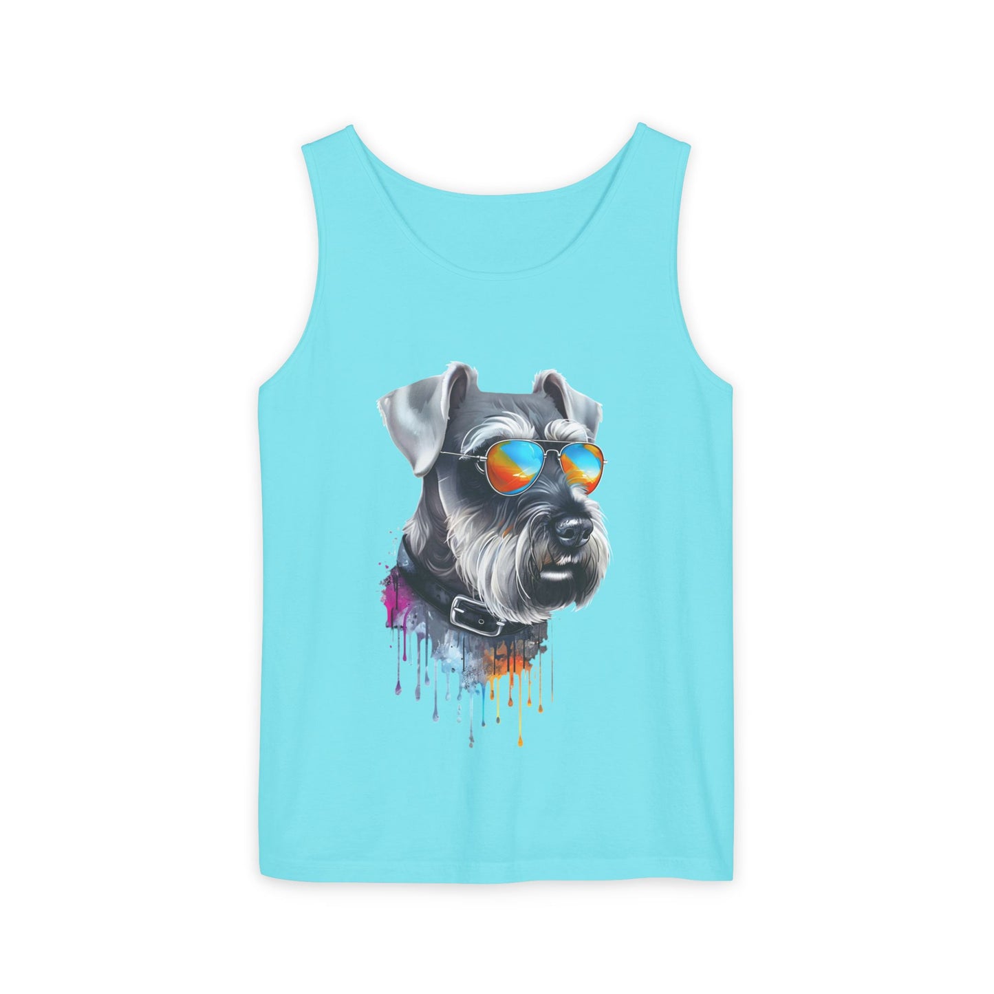 Colorful Schnauzer Art Tank Top - Summer Dog Lover Graphic Tee - Unisex Cotton Sleeveless Shirt
