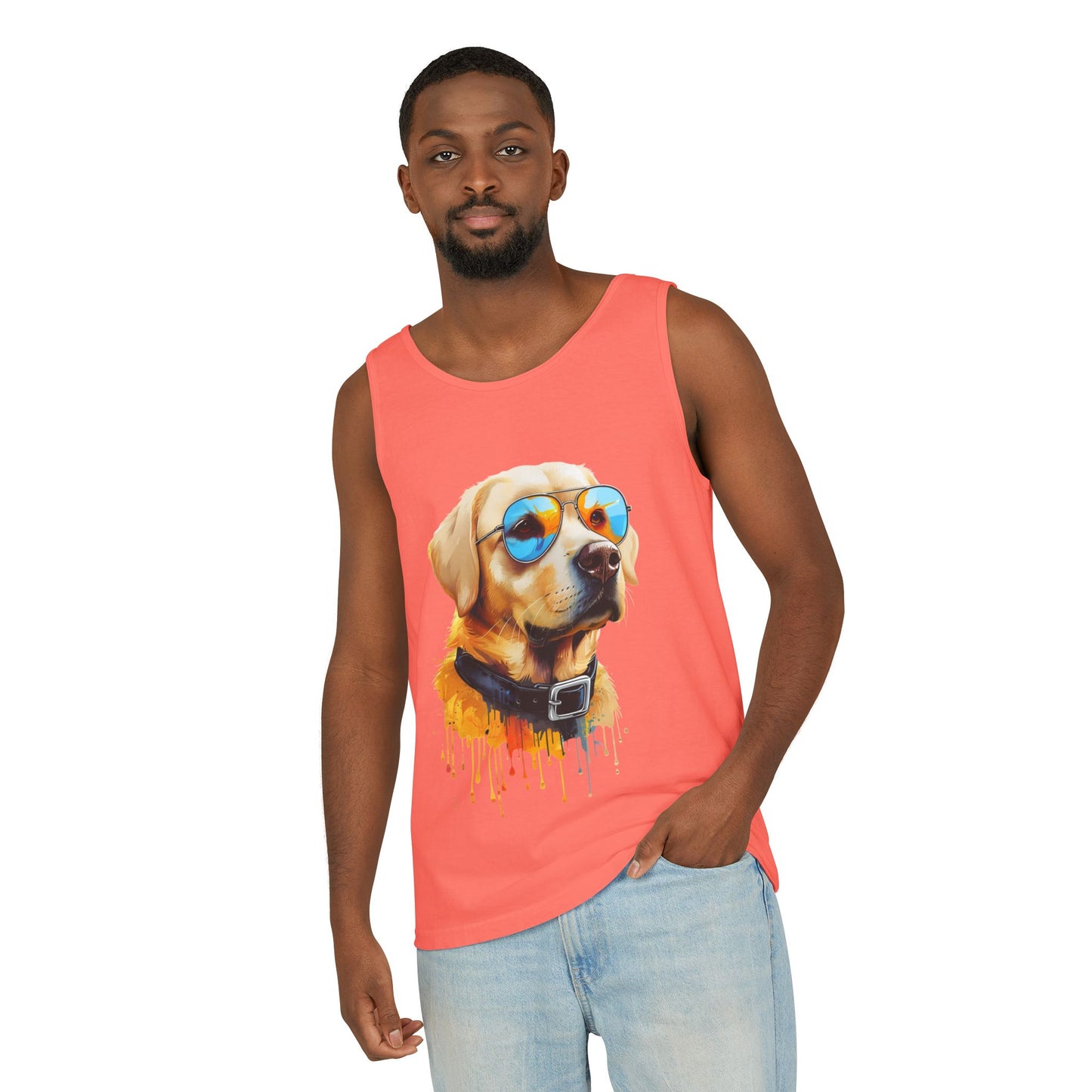 Colorful Labrador Retriever Art Tank Top - Summer Dog Lover Graphic Tee - Unisex Cotton Sleeveless Shirt
