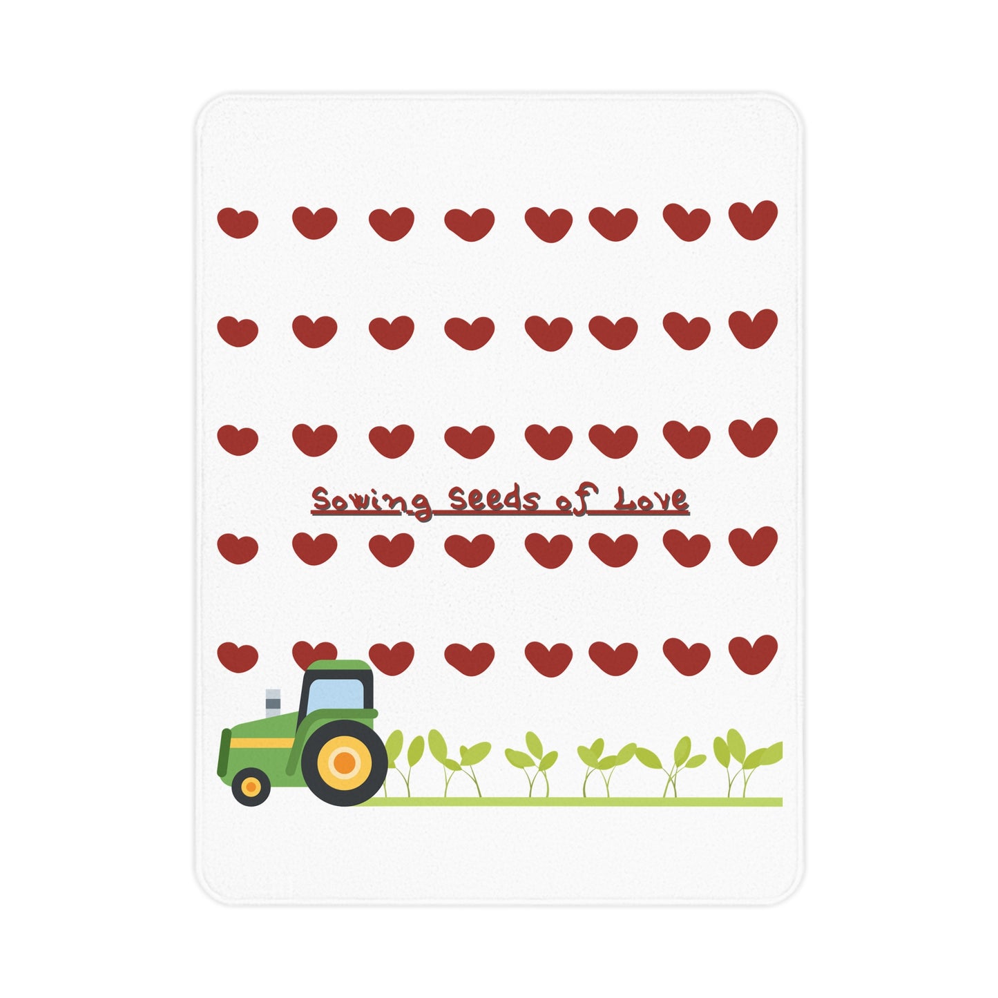 Farm Tractor Heart Blanket - Sowing Seeds of Love Toddler Throw - Nursery Decor Gift
