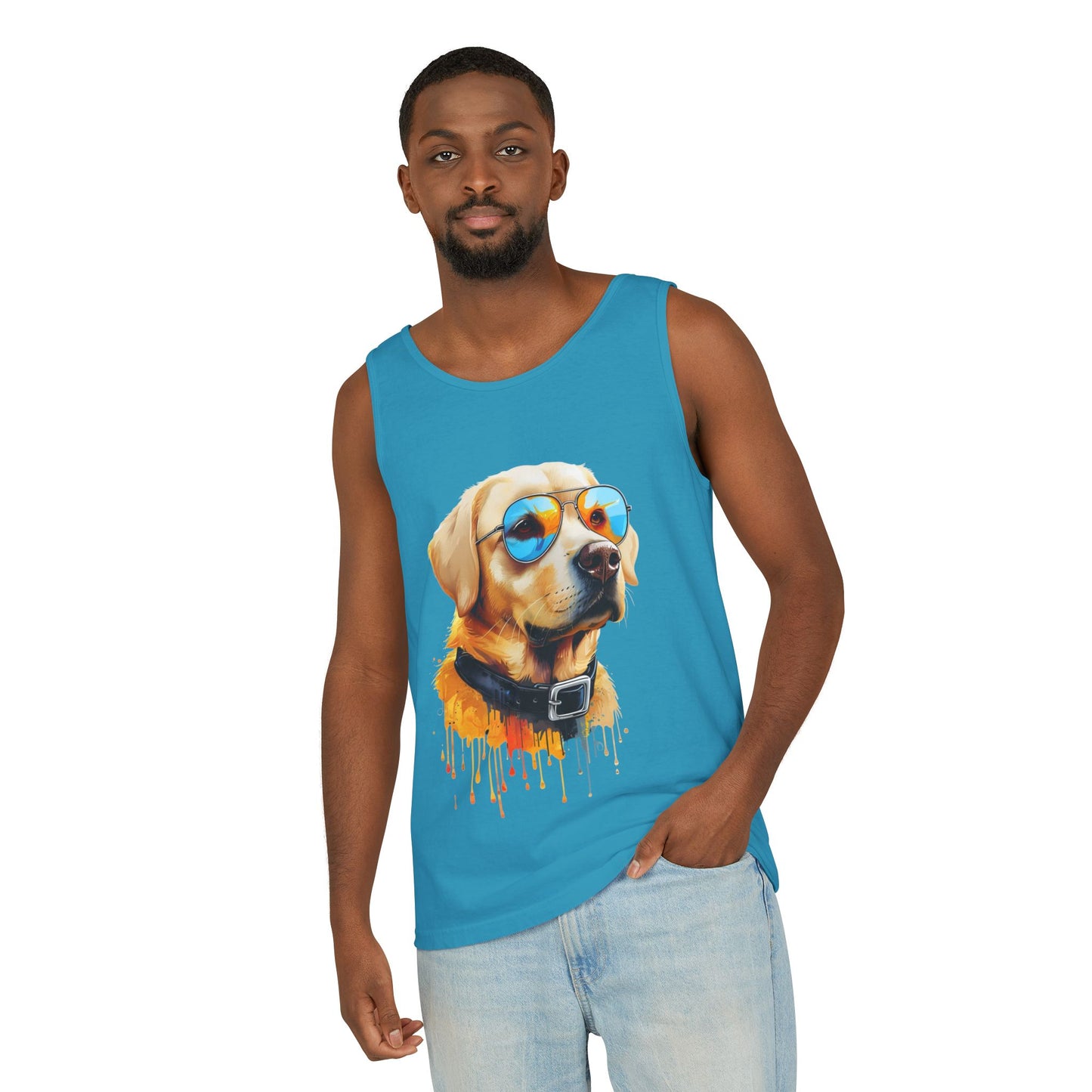 Colorful Labrador Retriever Art Tank Top - Summer Dog Lover Graphic Tee - Unisex Cotton Sleeveless Shirt
