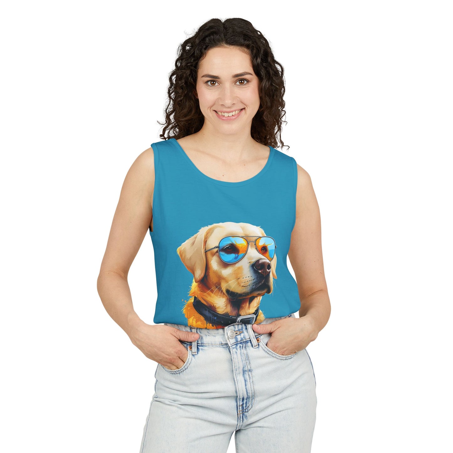 Colorful Labrador Retriever Art Tank Top - Summer Dog Lover Graphic Tee - Unisex Cotton Sleeveless Shirt