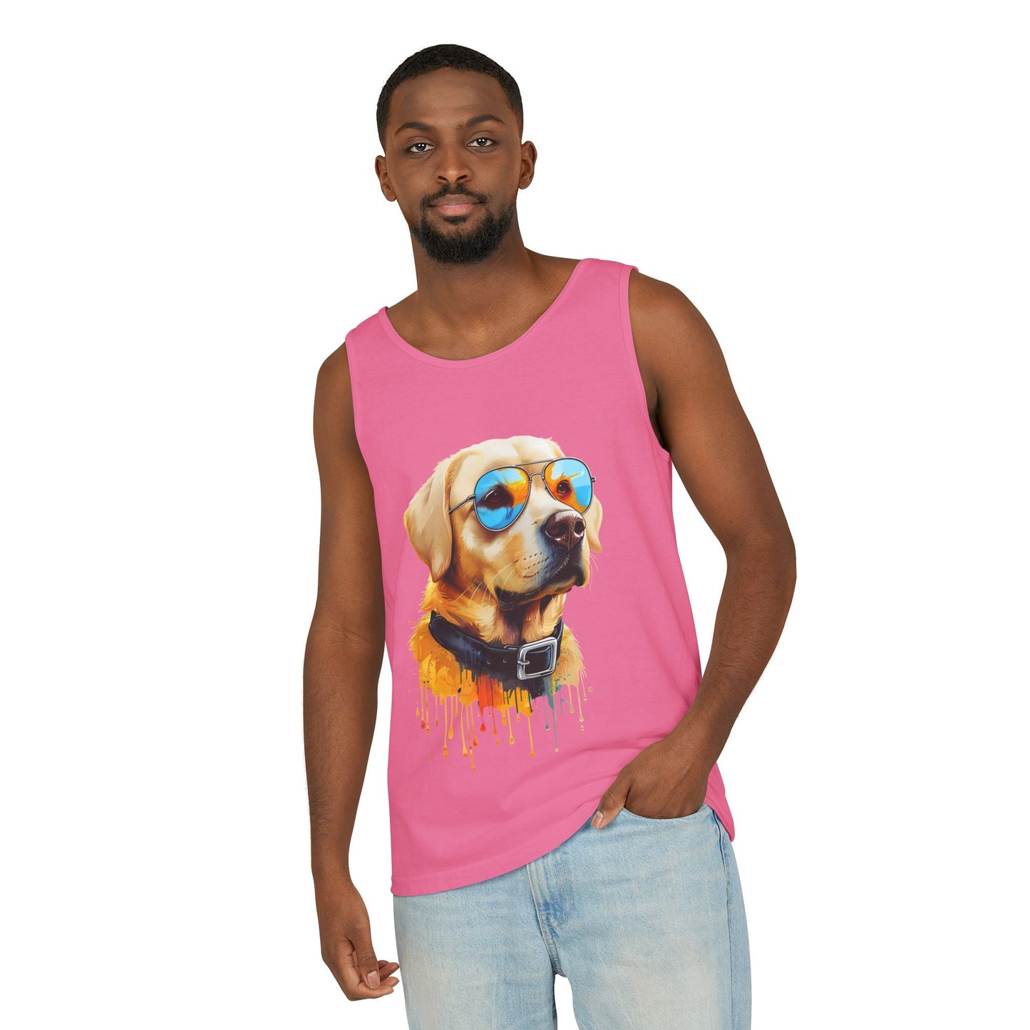 Colorful Labrador Retriever Art Tank Top - Summer Dog Lover Graphic Tee - Unisex Cotton Sleeveless Shirt