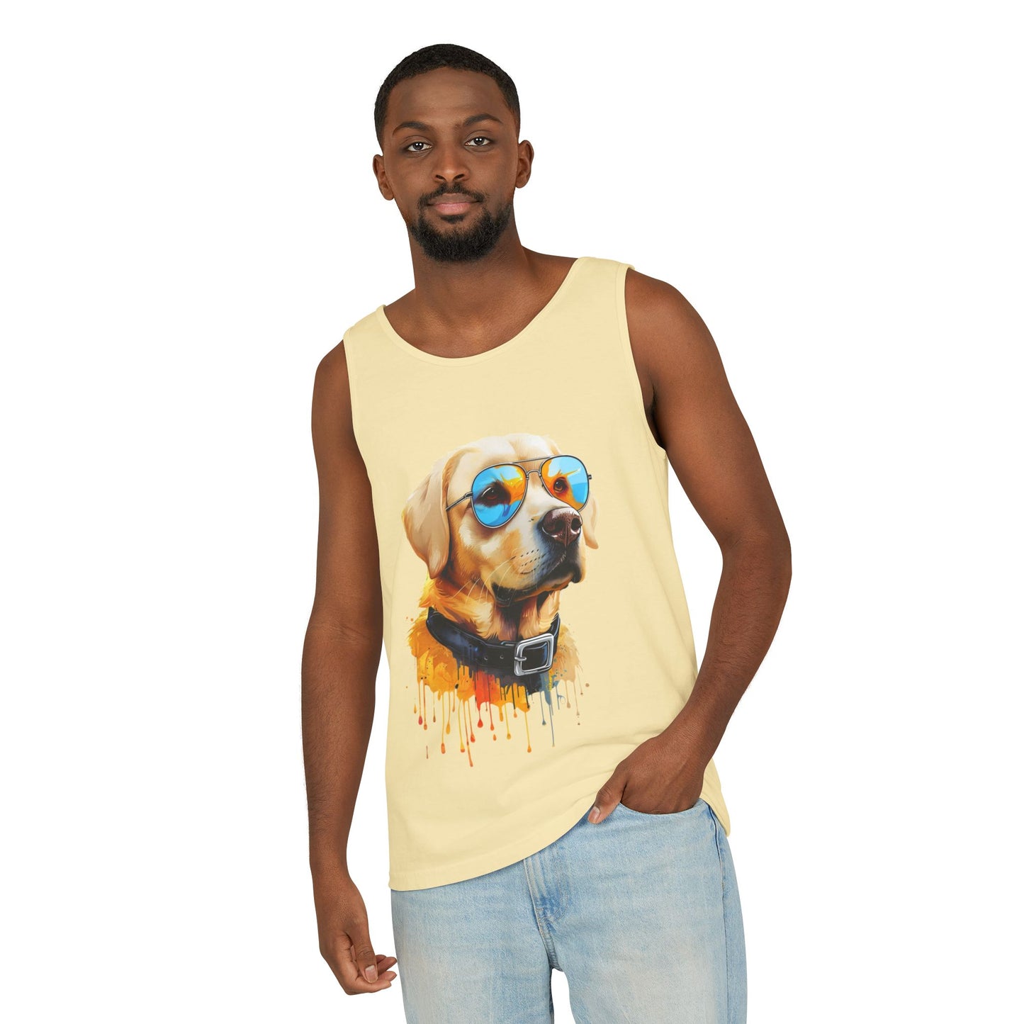 Colorful Labrador Retriever Art Tank Top - Summer Dog Lover Graphic Tee - Unisex Cotton Sleeveless Shirt