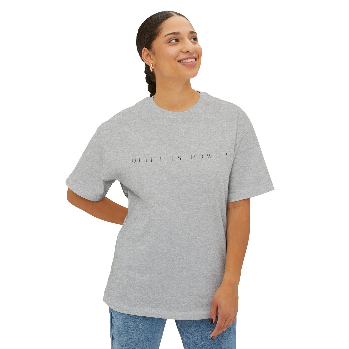 Quiet Is Power Minimalist White T-Shirt | Unisex Boxy Crew Neck Subtle Graphic Tee