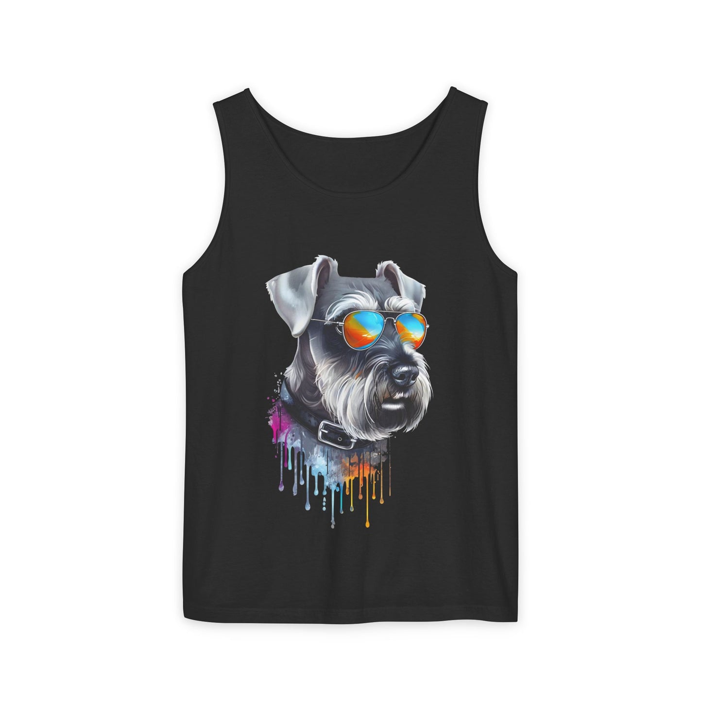 Colorful Schnauzer Art Tank Top - Summer Dog Lover Graphic Tee - Unisex Cotton Sleeveless Shirt