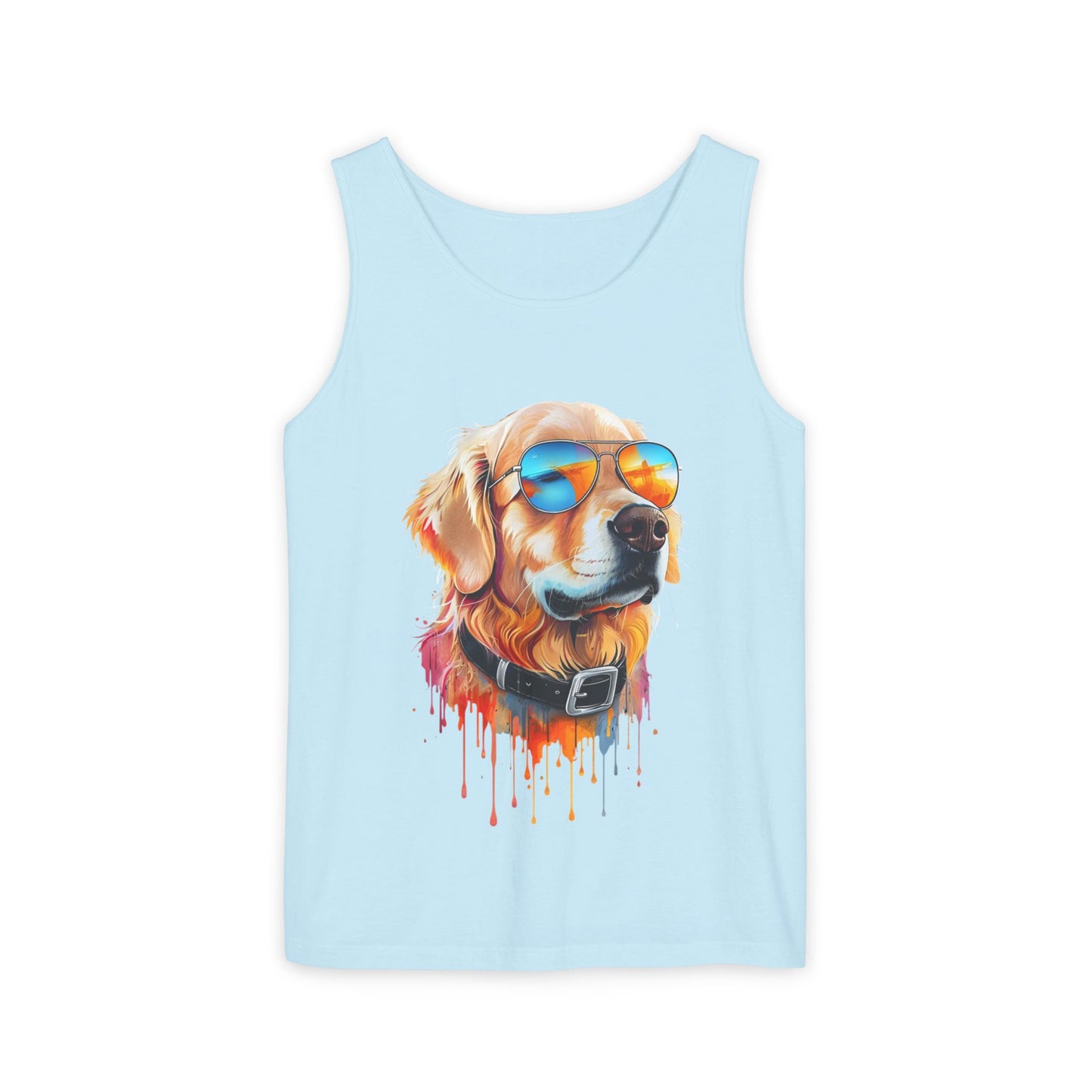 Colorful Golden Retriever Art Tank Top - Summer Dog Lover Graphic Tee - Unisex Cotton Sleeveless Shirt