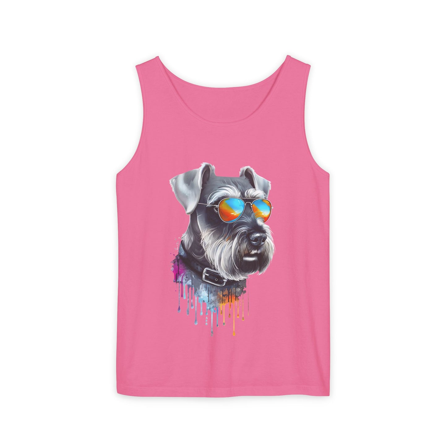 Colorful Schnauzer Art Tank Top - Summer Dog Lover Graphic Tee - Unisex Cotton Sleeveless Shirt
