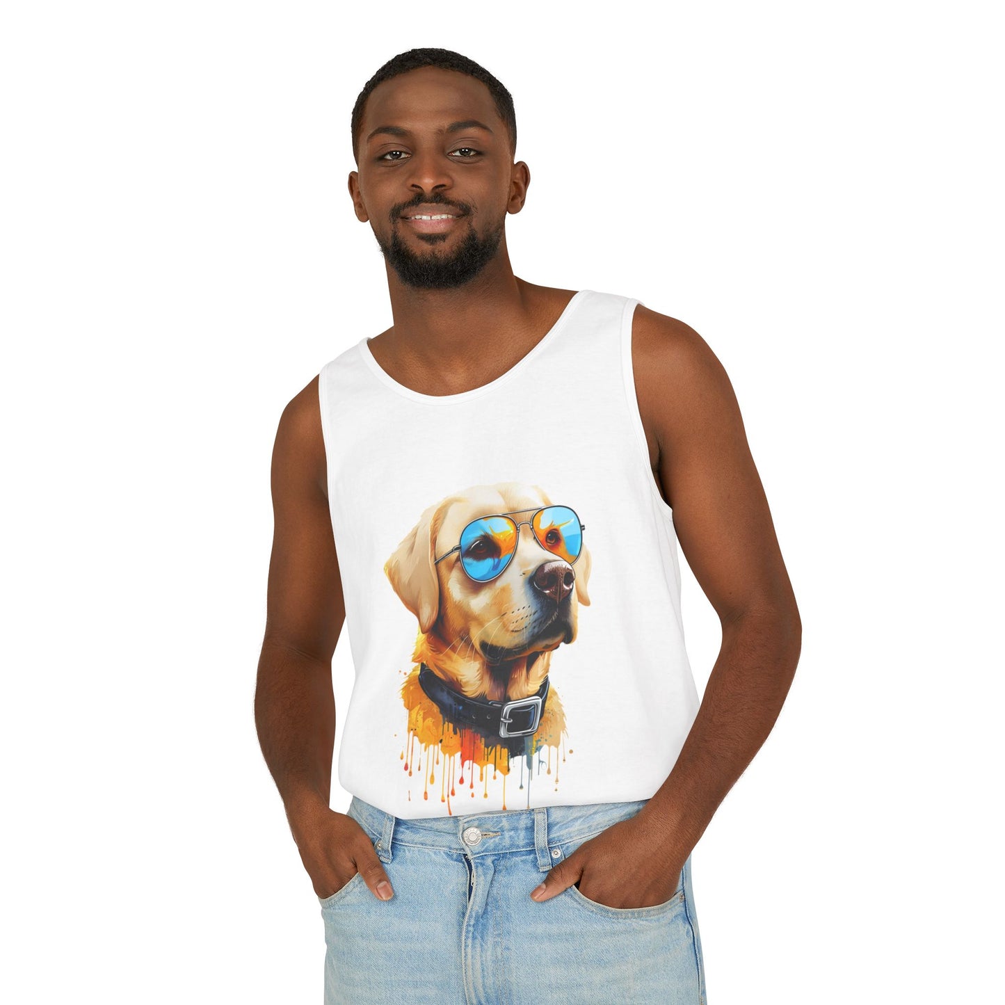 Colorful Labrador Retriever Art Tank Top - Summer Dog Lover Graphic Tee - Unisex Cotton Sleeveless Shirt