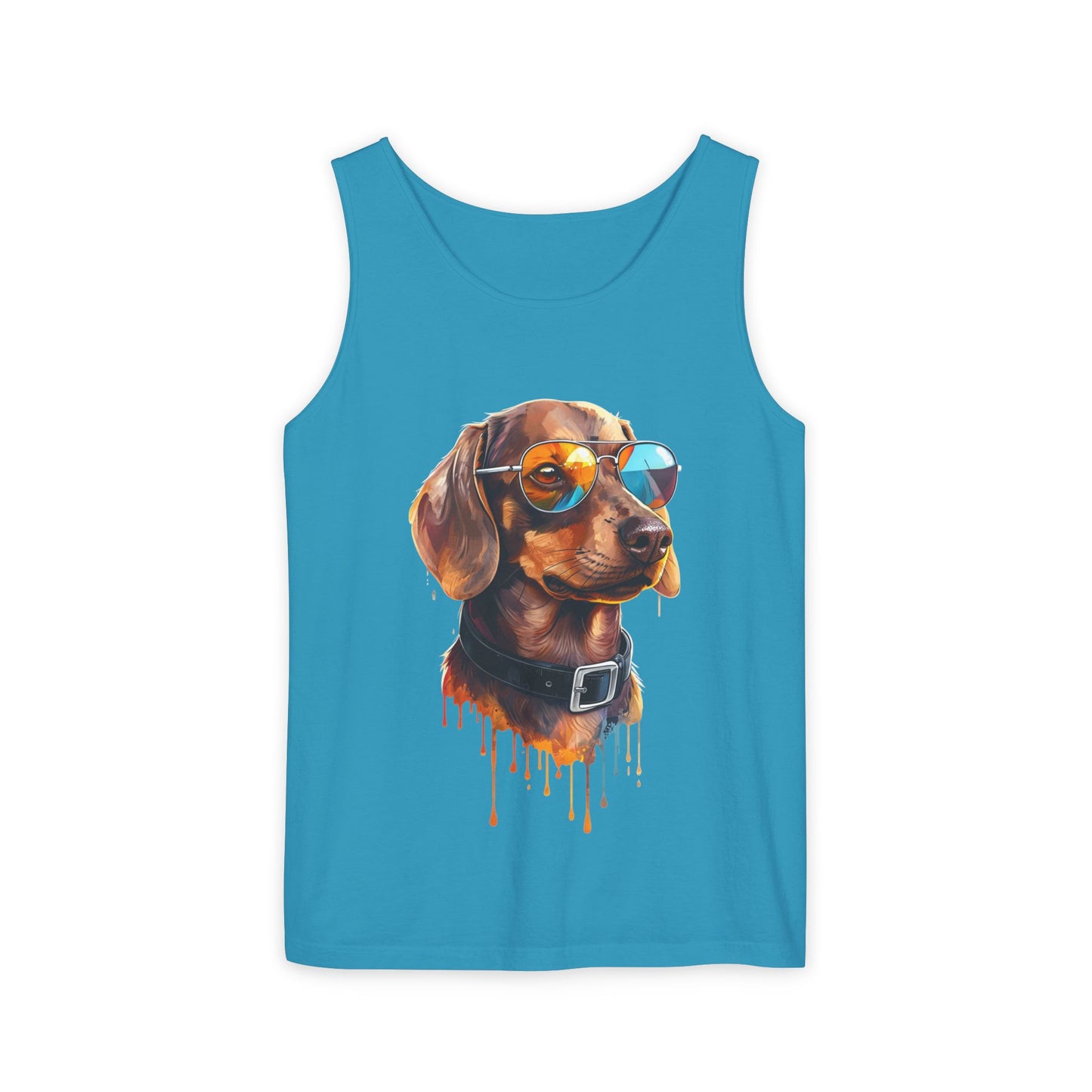 Colorful Dachshund Art Tank Top - Summer Dog Lover Graphic Tee - Unisex Cotton Sleeveless Shirt