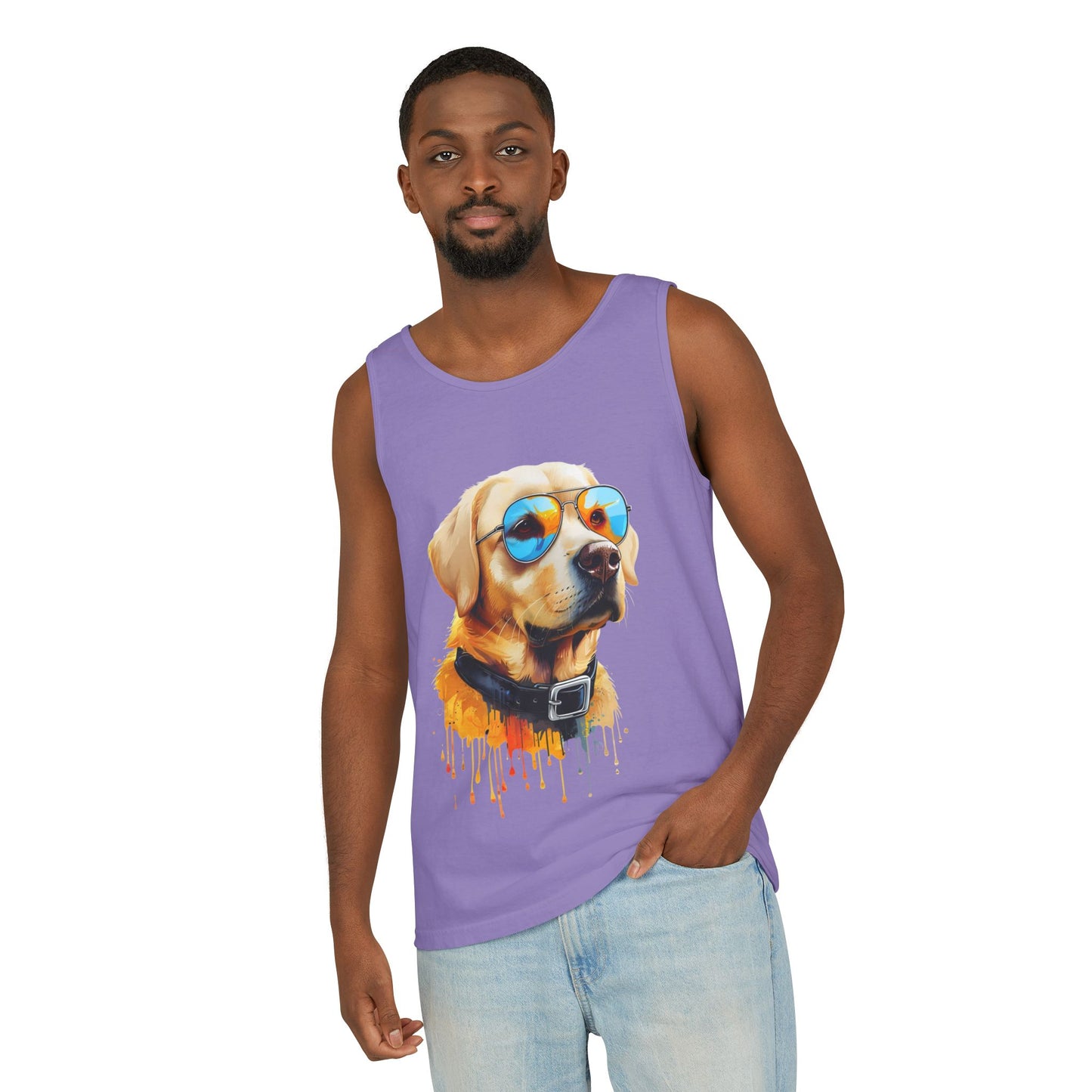 Colorful Labrador Retriever Art Tank Top - Summer Dog Lover Graphic Tee - Unisex Cotton Sleeveless Shirt