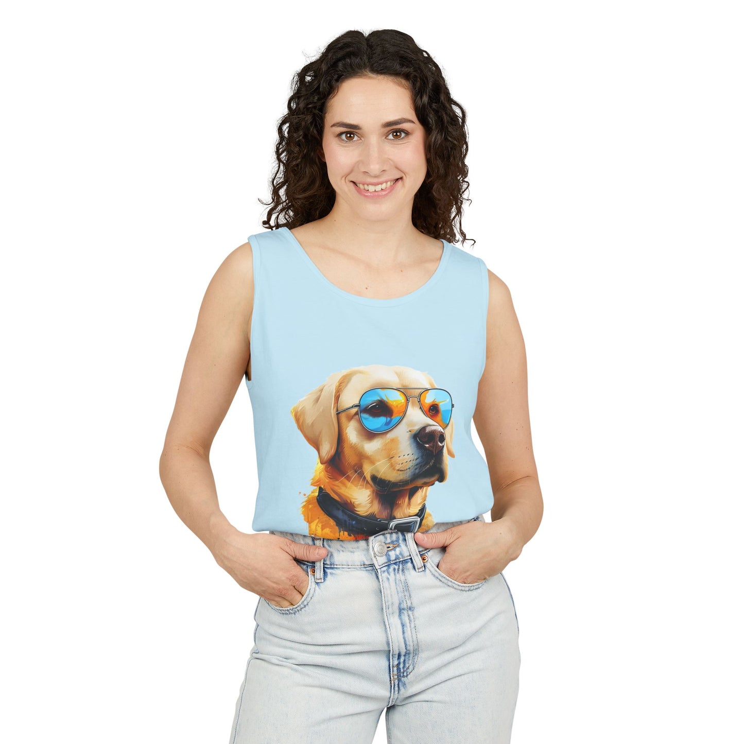 Colorful Labrador Retriever Art Tank Top - Summer Dog Lover Graphic Tee - Unisex Cotton Sleeveless Shirt