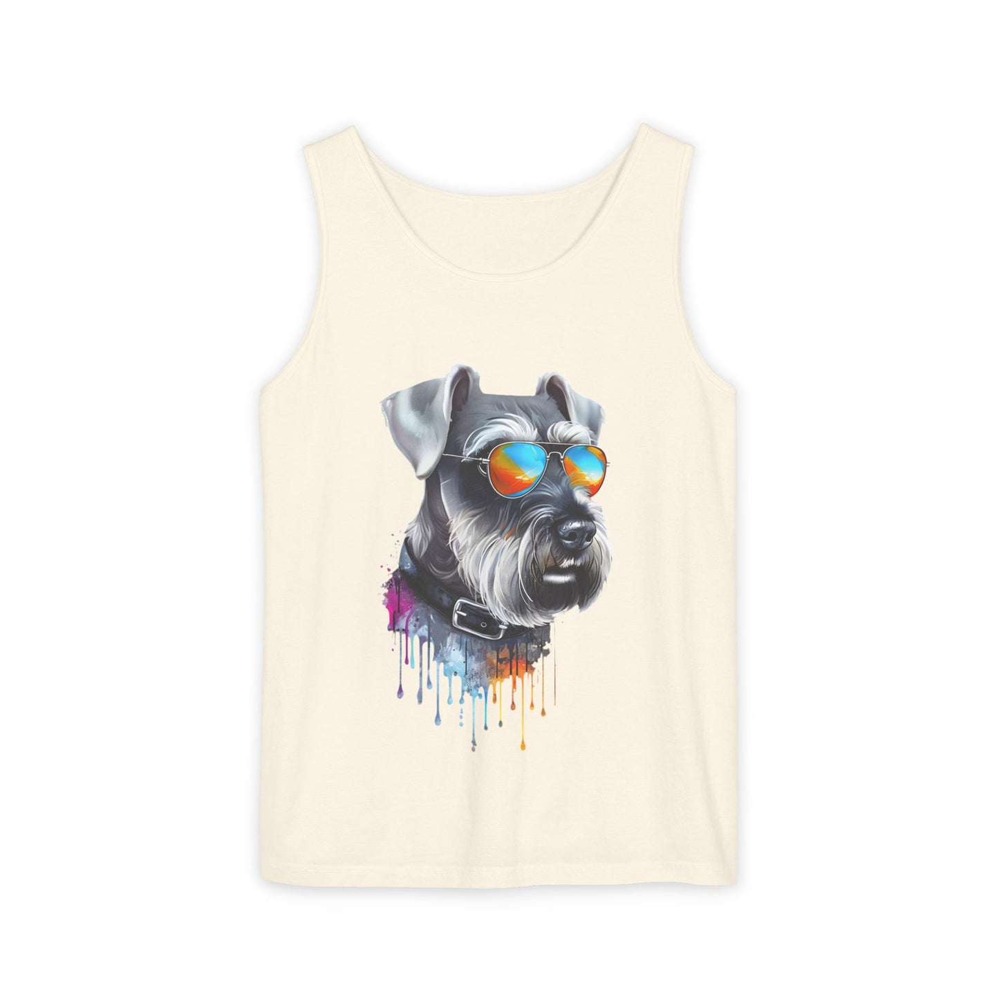 Colorful Schnauzer Art Tank Top - Summer Dog Lover Graphic Tee - Unisex Cotton Sleeveless Shirt
