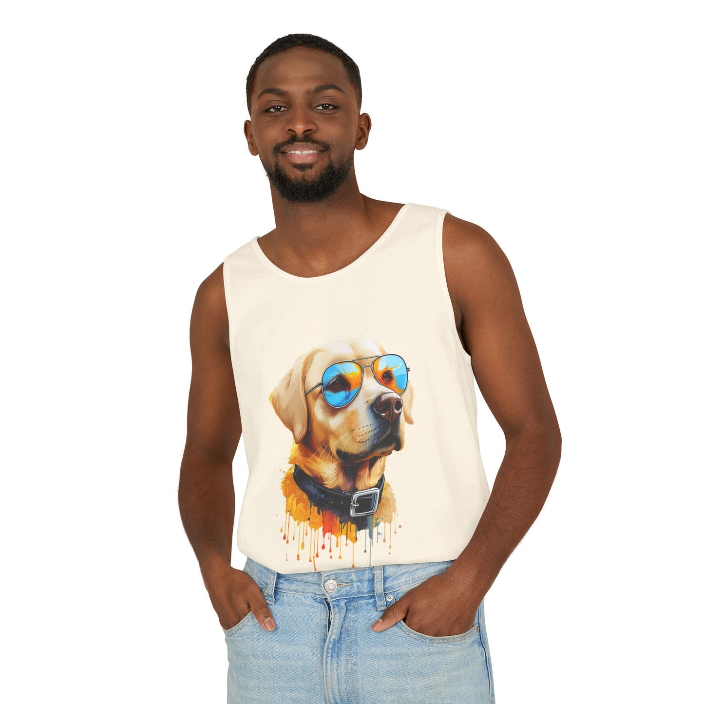 Colorful Labrador Retriever Art Tank Top - Summer Dog Lover Graphic Tee - Unisex Cotton Sleeveless Shirt