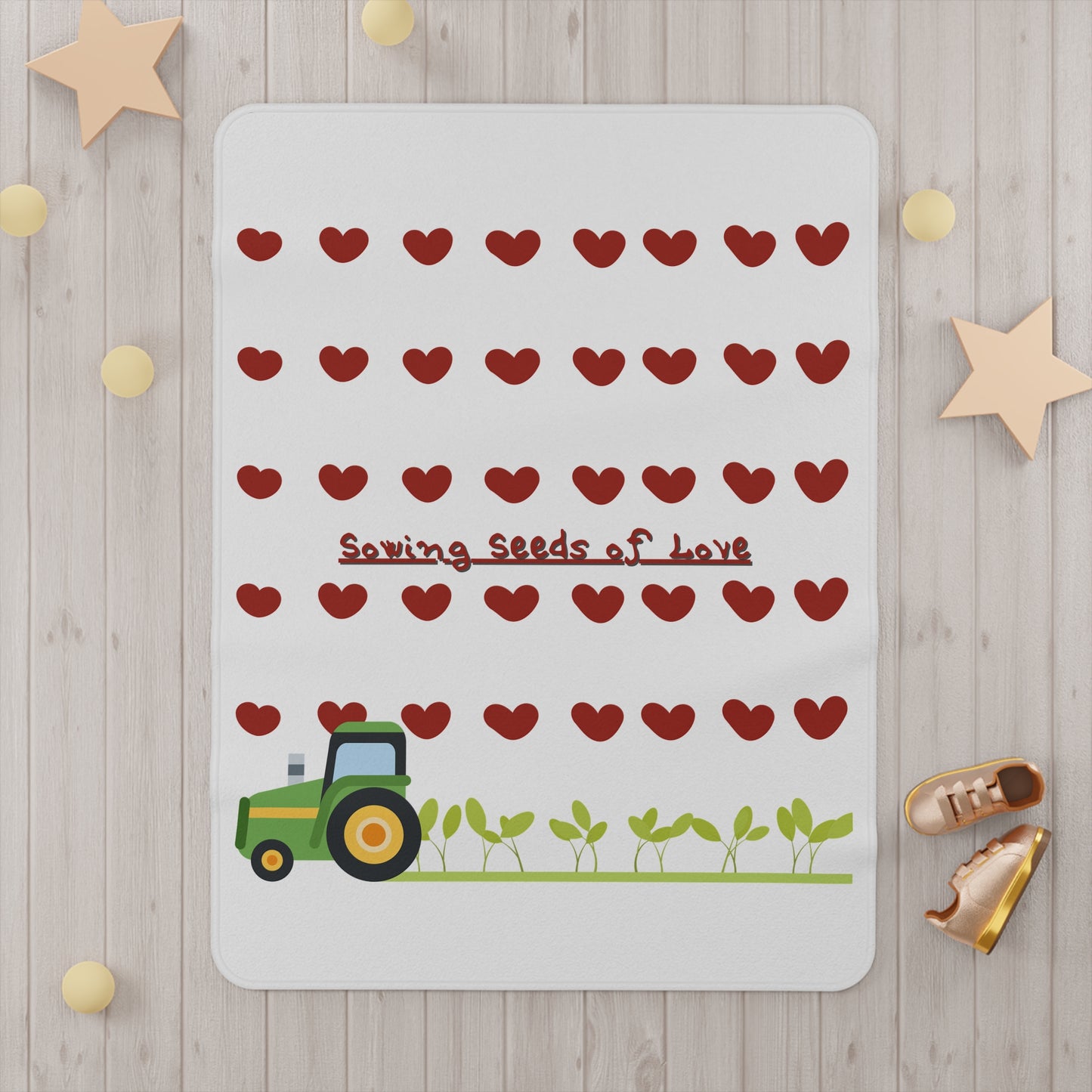 Farm Tractor Heart Blanket - Sowing Seeds of Love Toddler Throw - Nursery Decor Gift