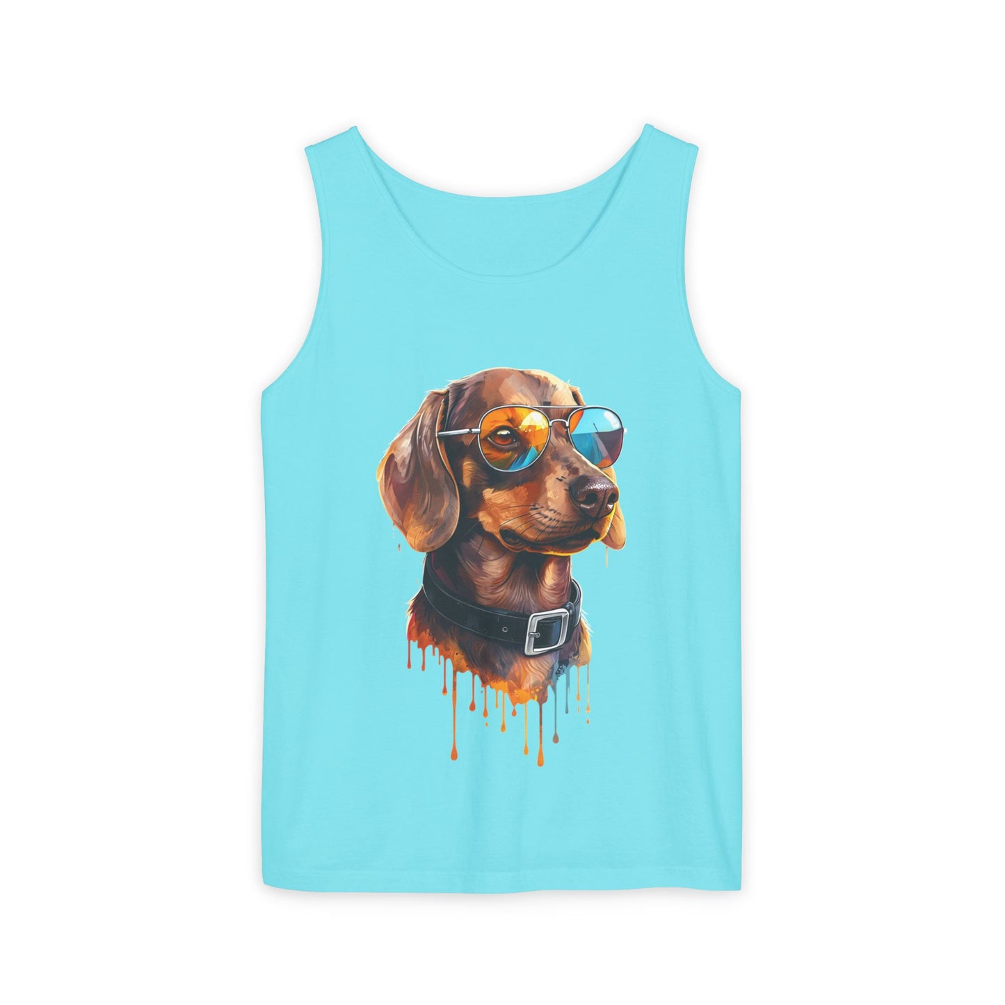 Colorful Dachshund Art Tank Top - Summer Dog Lover Graphic Tee - Unisex Cotton Sleeveless Shirt