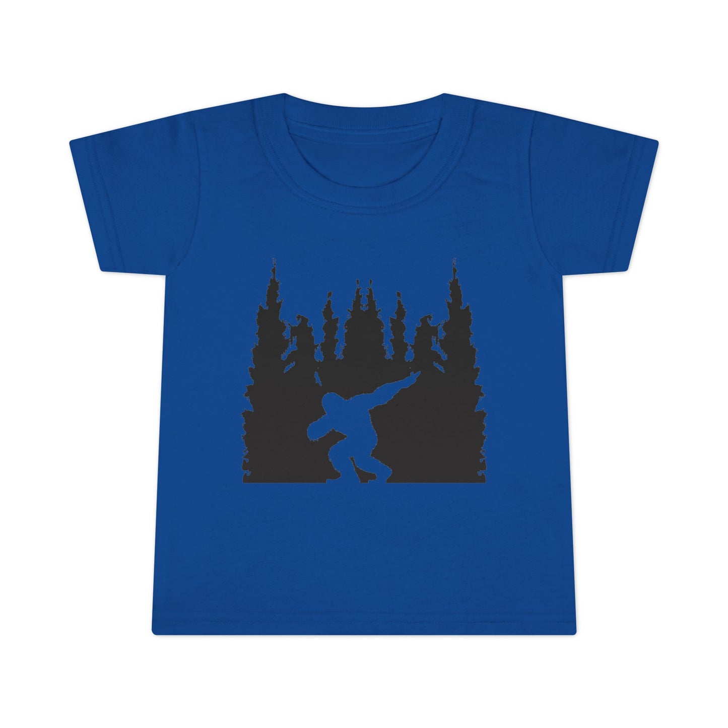 Toddler Bigfoot Adventure T-Shirt | Kids Sasquatch Forest Silhouette Tee | Outdoor Wilderness Shirt | Unisex Children's Cryptid Graphic Tee