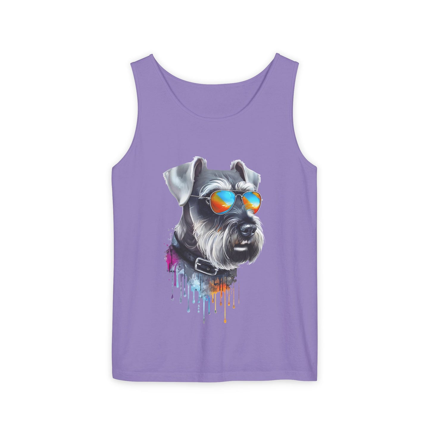 Colorful Schnauzer Art Tank Top - Summer Dog Lover Graphic Tee - Unisex Cotton Sleeveless Shirt