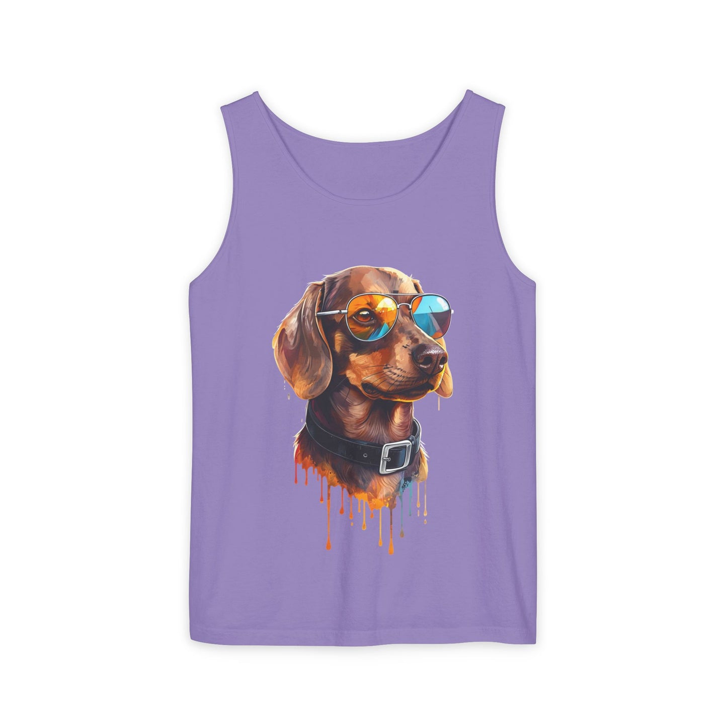 Colorful Dachshund Art Tank Top - Summer Dog Lover Graphic Tee - Unisex Cotton Sleeveless Shirt