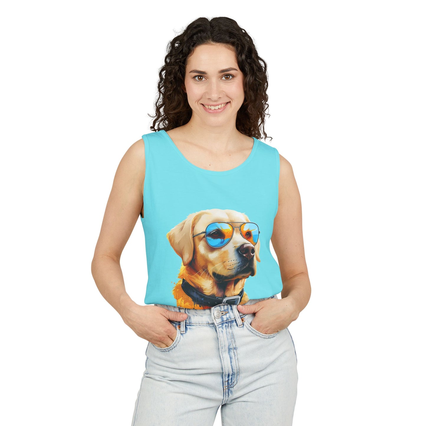 Colorful Labrador Retriever Art Tank Top - Summer Dog Lover Graphic Tee - Unisex Cotton Sleeveless Shirt