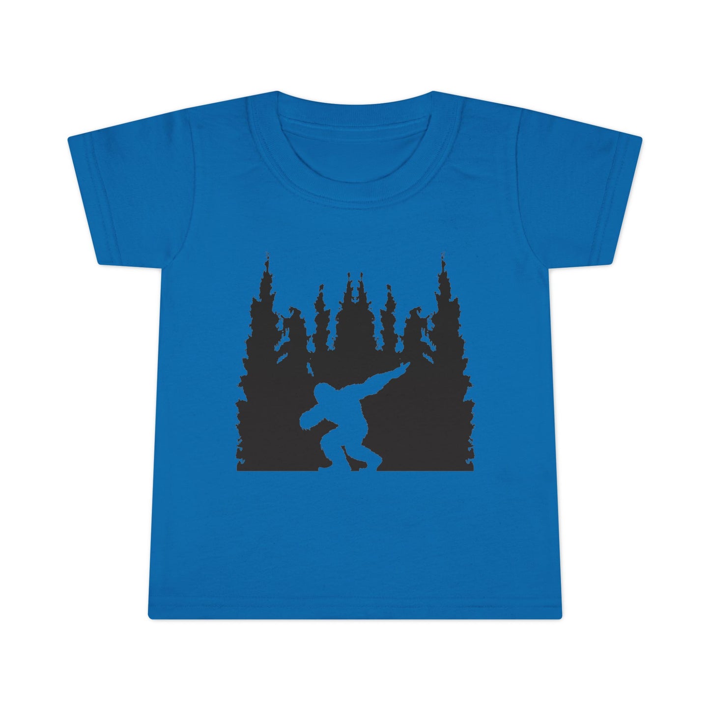 Toddler Bigfoot Adventure T-Shirt | Kids Sasquatch Forest Silhouette Tee | Outdoor Wilderness Shirt | Unisex Children's Cryptid Graphic Tee