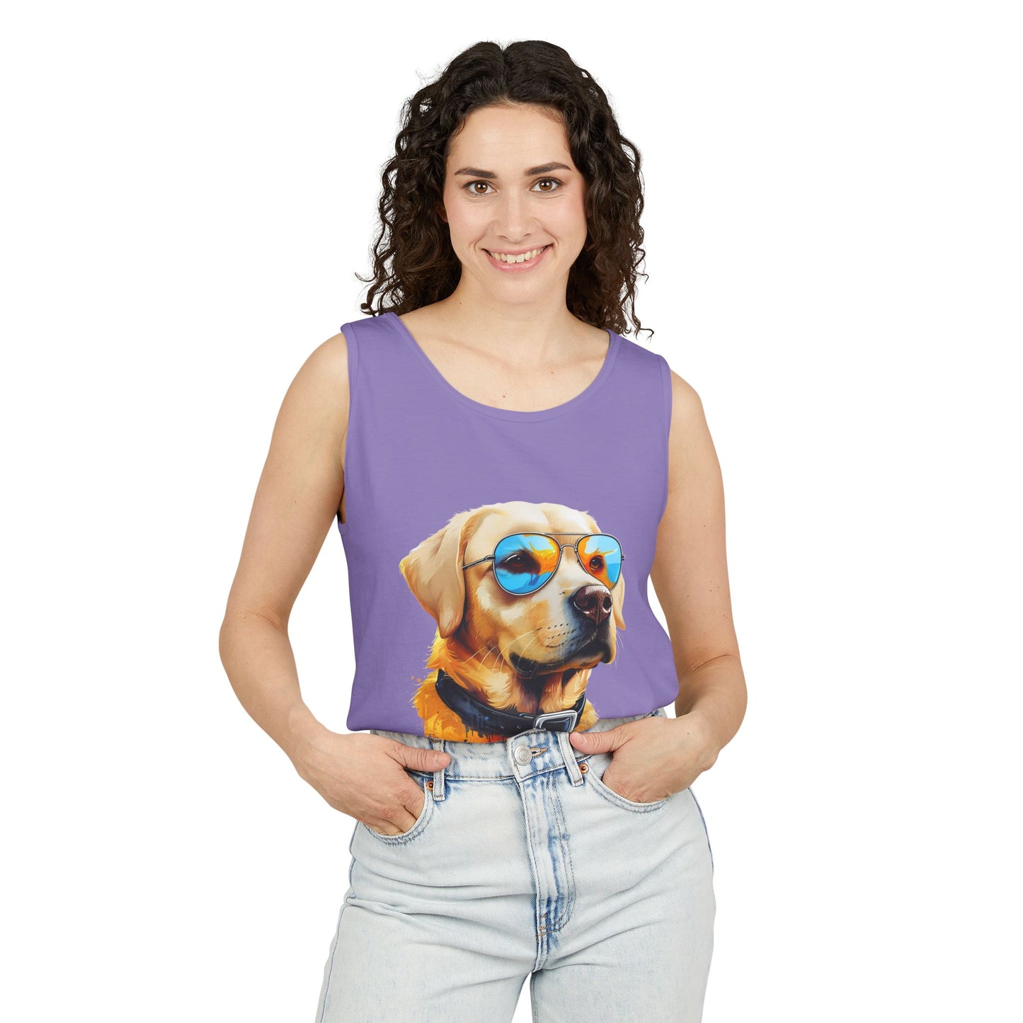 Colorful Labrador Retriever Art Tank Top - Summer Dog Lover Graphic Tee - Unisex Cotton Sleeveless Shirt