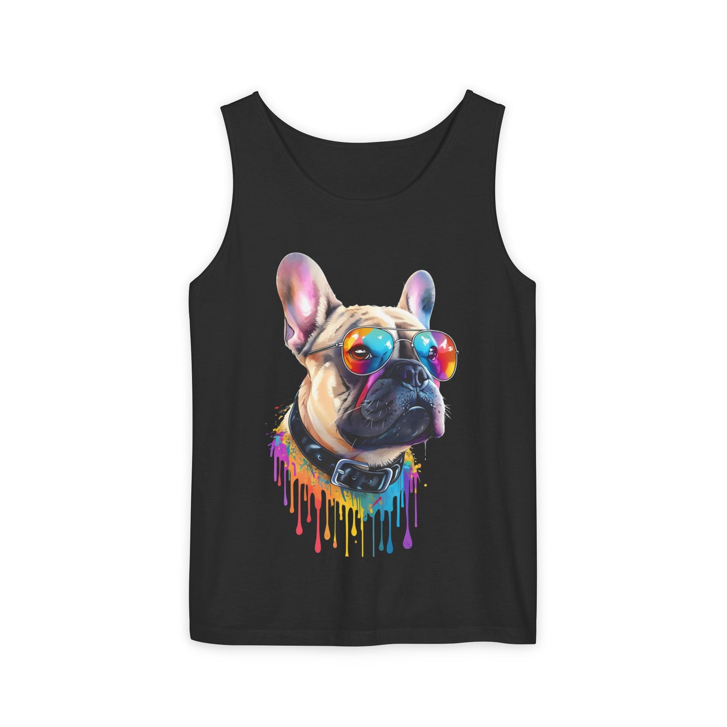 Colorful French Bulldog Art Tank Top - Summer Dog Lover Graphic Tee - Unisex Cotton Sleeveless Shirt