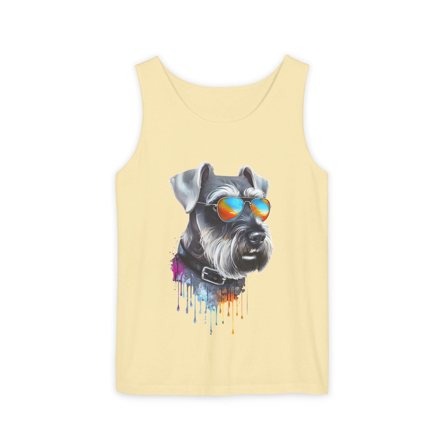 Colorful Schnauzer Art Tank Top - Summer Dog Lover Graphic Tee - Unisex Cotton Sleeveless Shirt