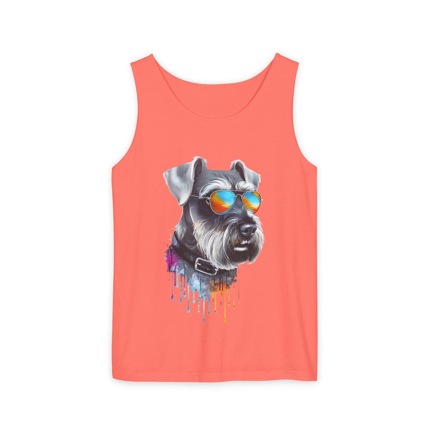 Colorful Schnauzer Art Tank Top - Summer Dog Lover Graphic Tee - Unisex Cotton Sleeveless Shirt