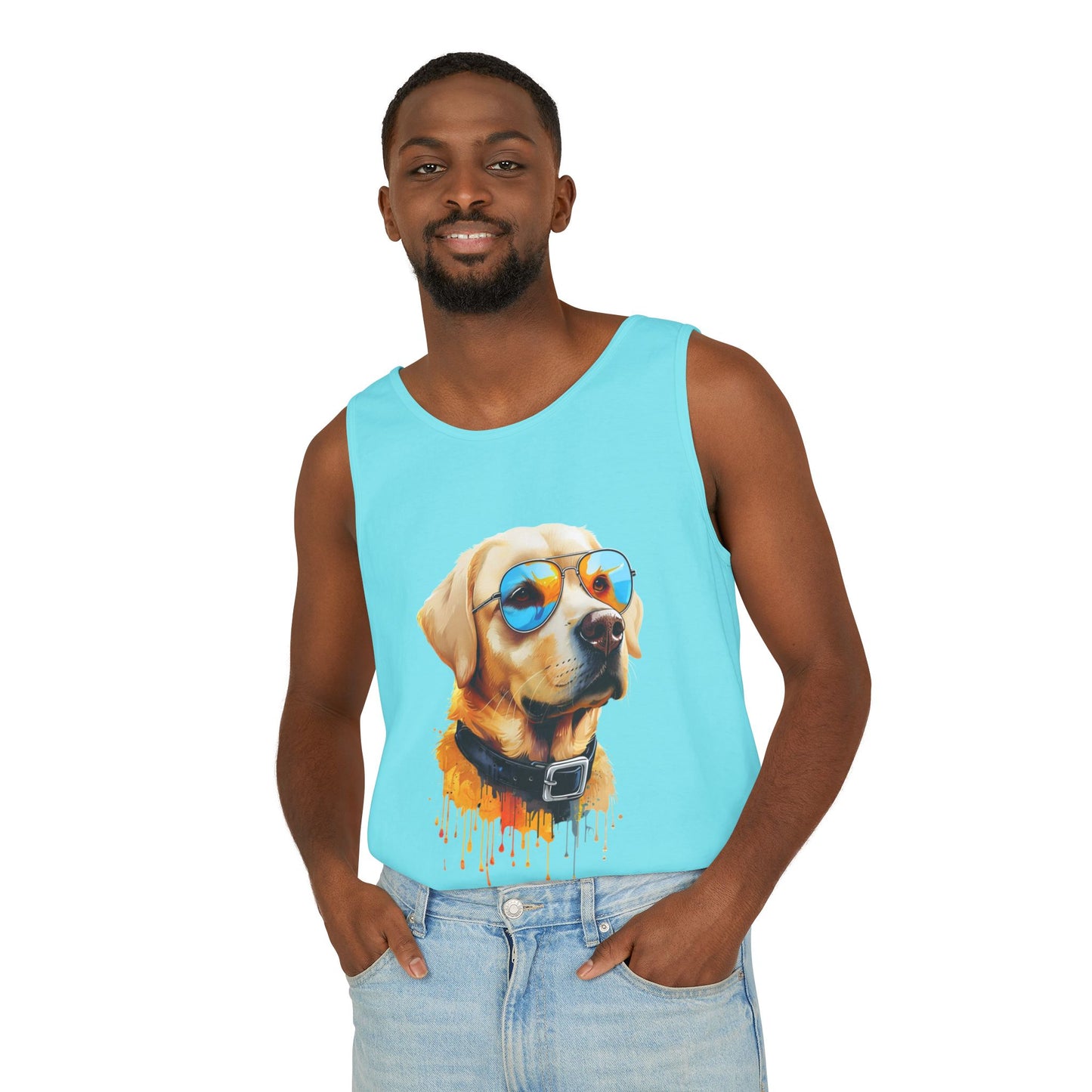 Colorful Labrador Retriever Art Tank Top - Summer Dog Lover Graphic Tee - Unisex Cotton Sleeveless Shirt