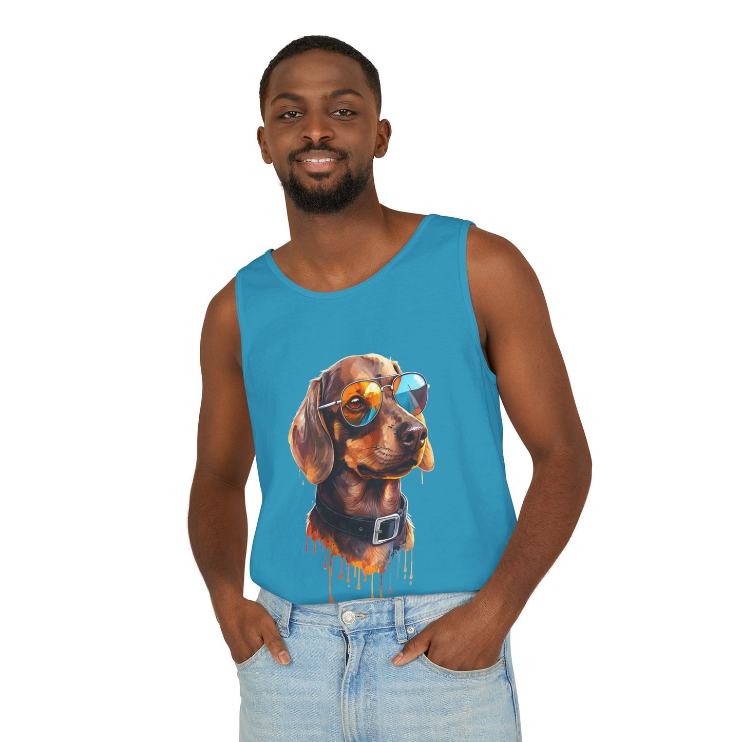 Colorful Dachshund Art Tank Top - Summer Dog Lover Graphic Tee - Unisex Cotton Sleeveless Shirt
