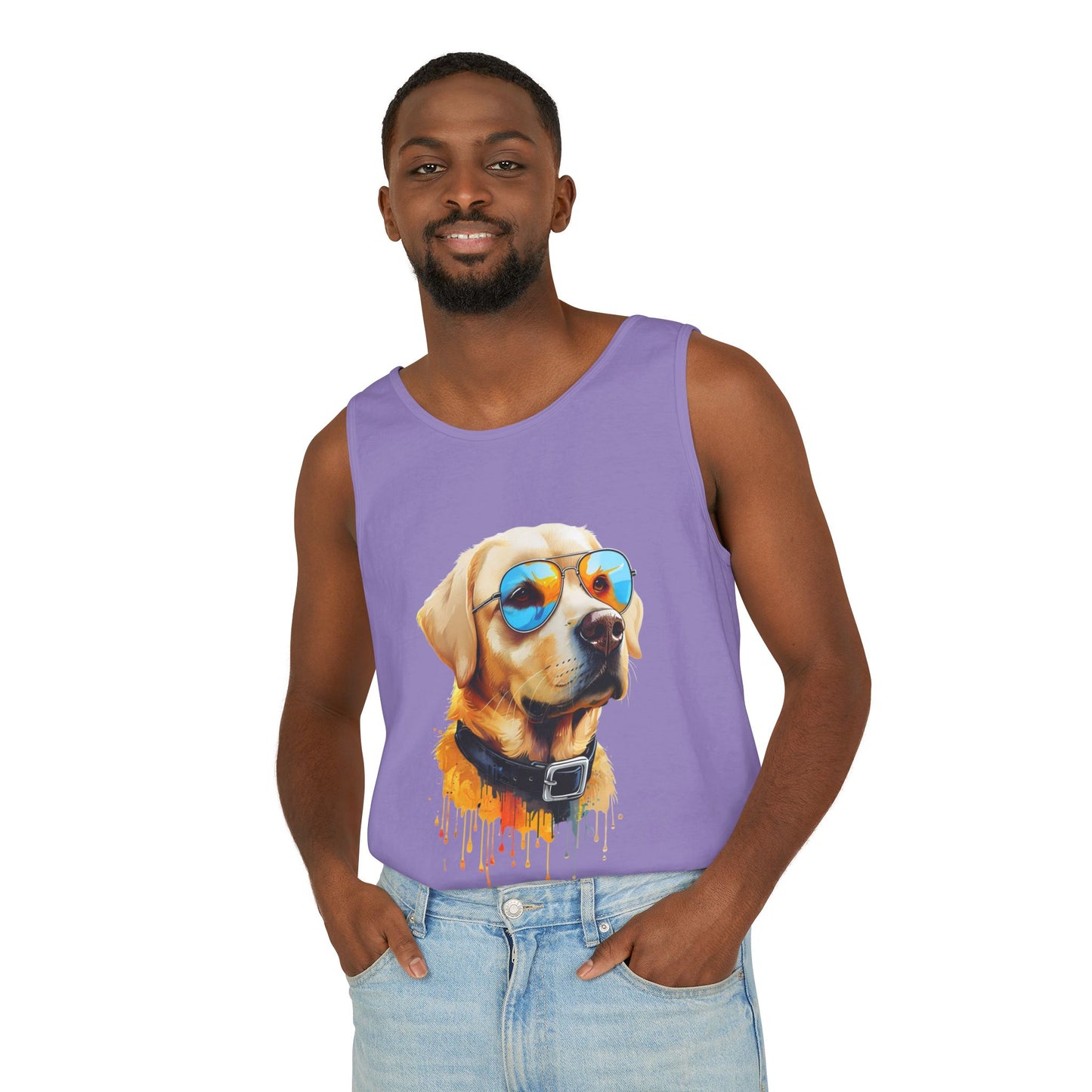Colorful Labrador Retriever Art Tank Top - Summer Dog Lover Graphic Tee - Unisex Cotton Sleeveless Shirt